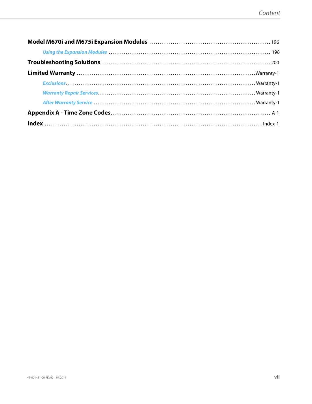 Aastra Telecom 6735I manual Vii 