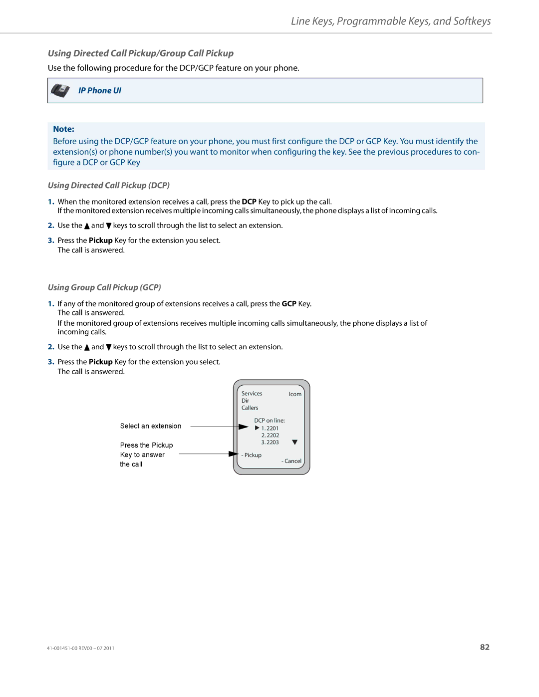 Aastra Telecom 6735I manual Using Directed Call Pickup/Group Call Pickup, Using Directed Call Pickup DCP 