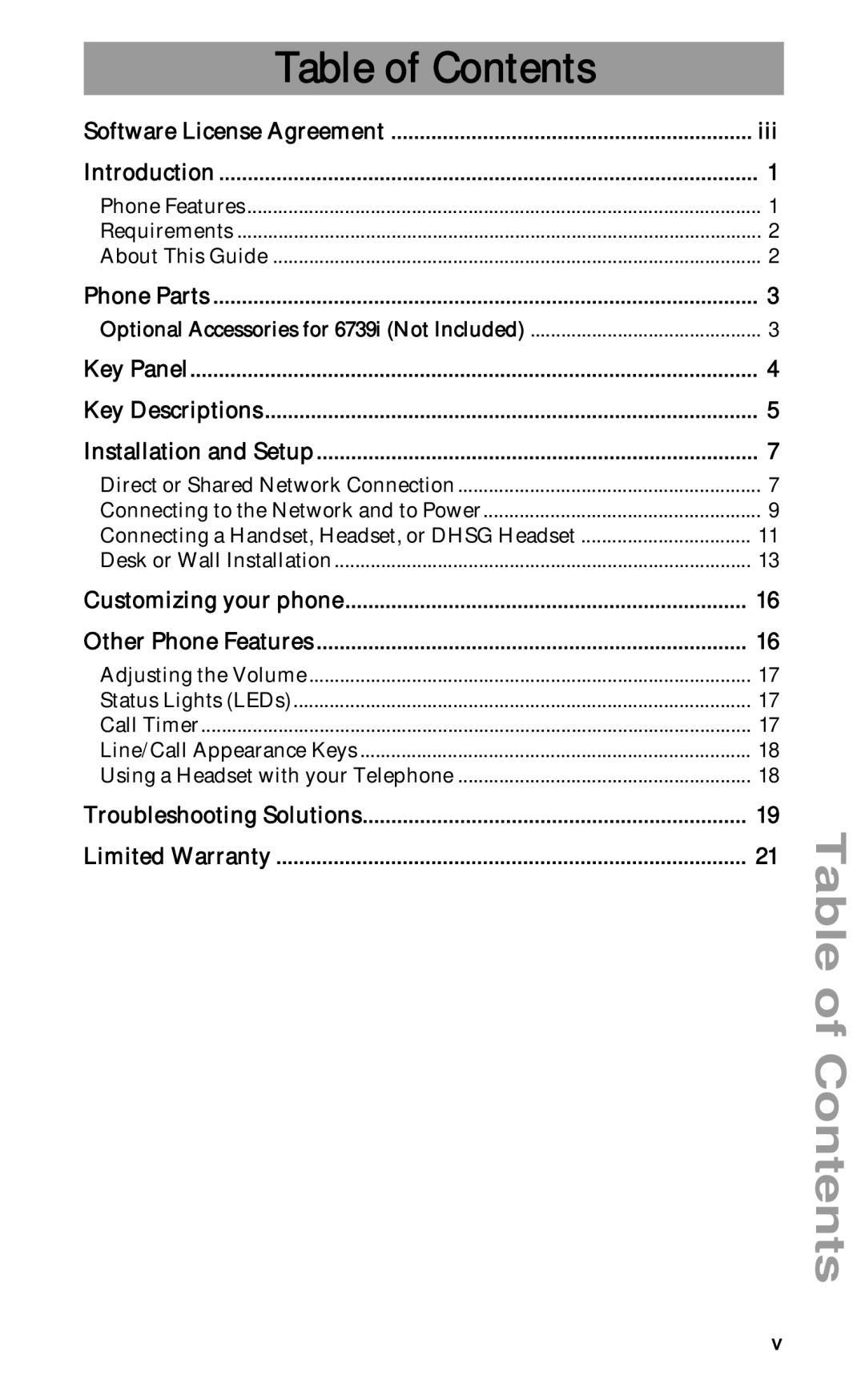 Aastra Telecom 6739I manual Table of Contents 