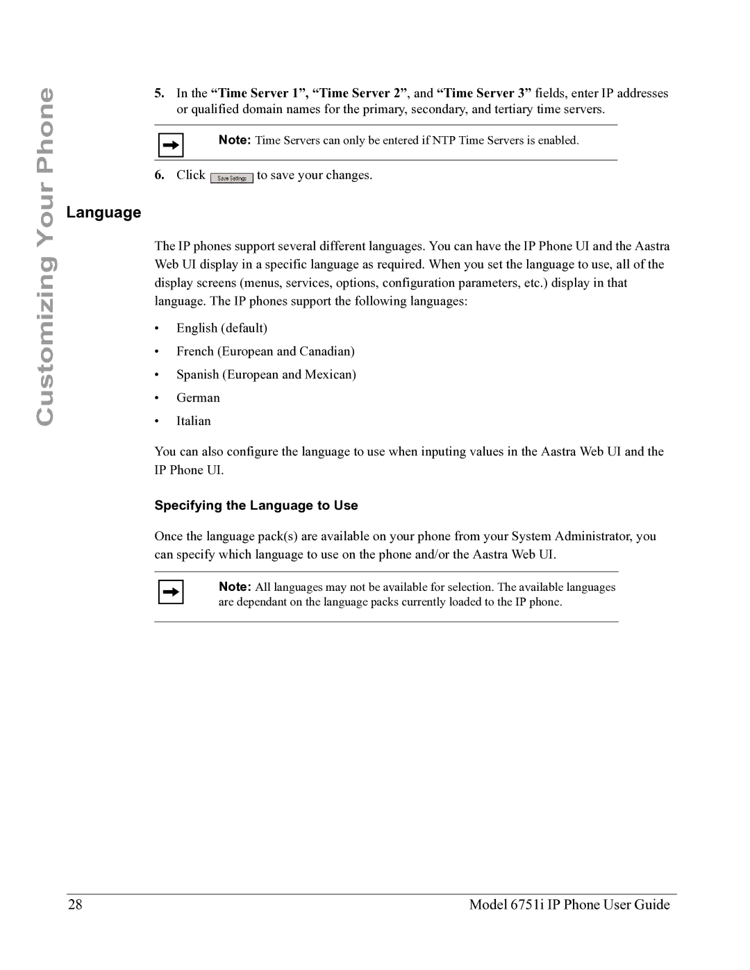 Aastra Telecom 6751I manual Specifying the Language to Use 