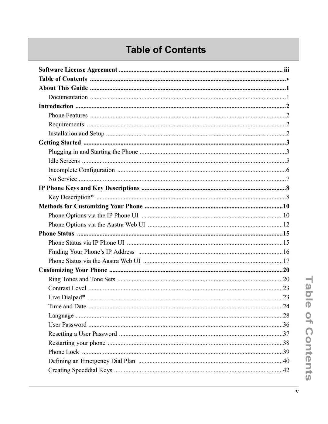 Aastra Telecom 6751I manual Table of Contents 