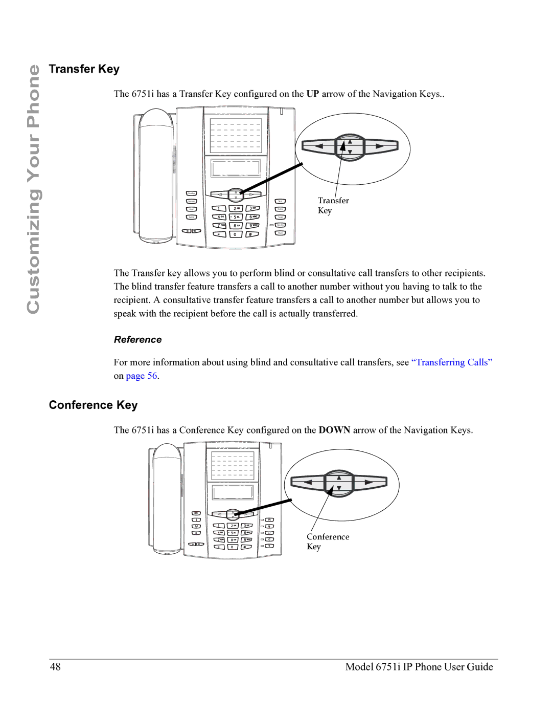 Aastra Telecom 6751I manual Transfer Key, Conference Key 