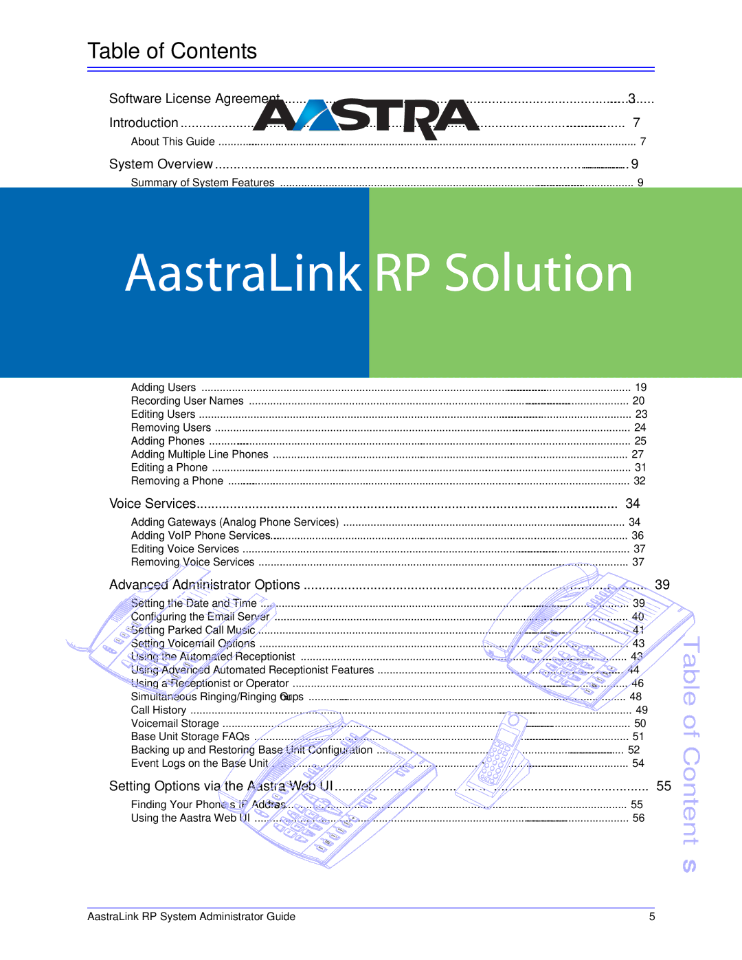 Aastra Telecom 6753i R manual Table of Contents 