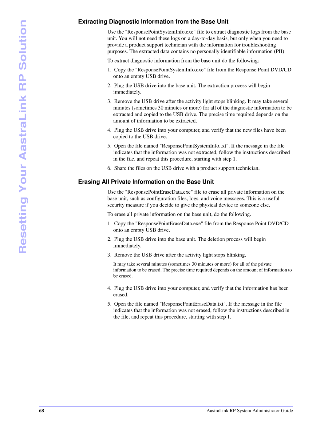 Aastra Telecom 6753i R manual Extracting Diagnostic Information from the Base Unit 