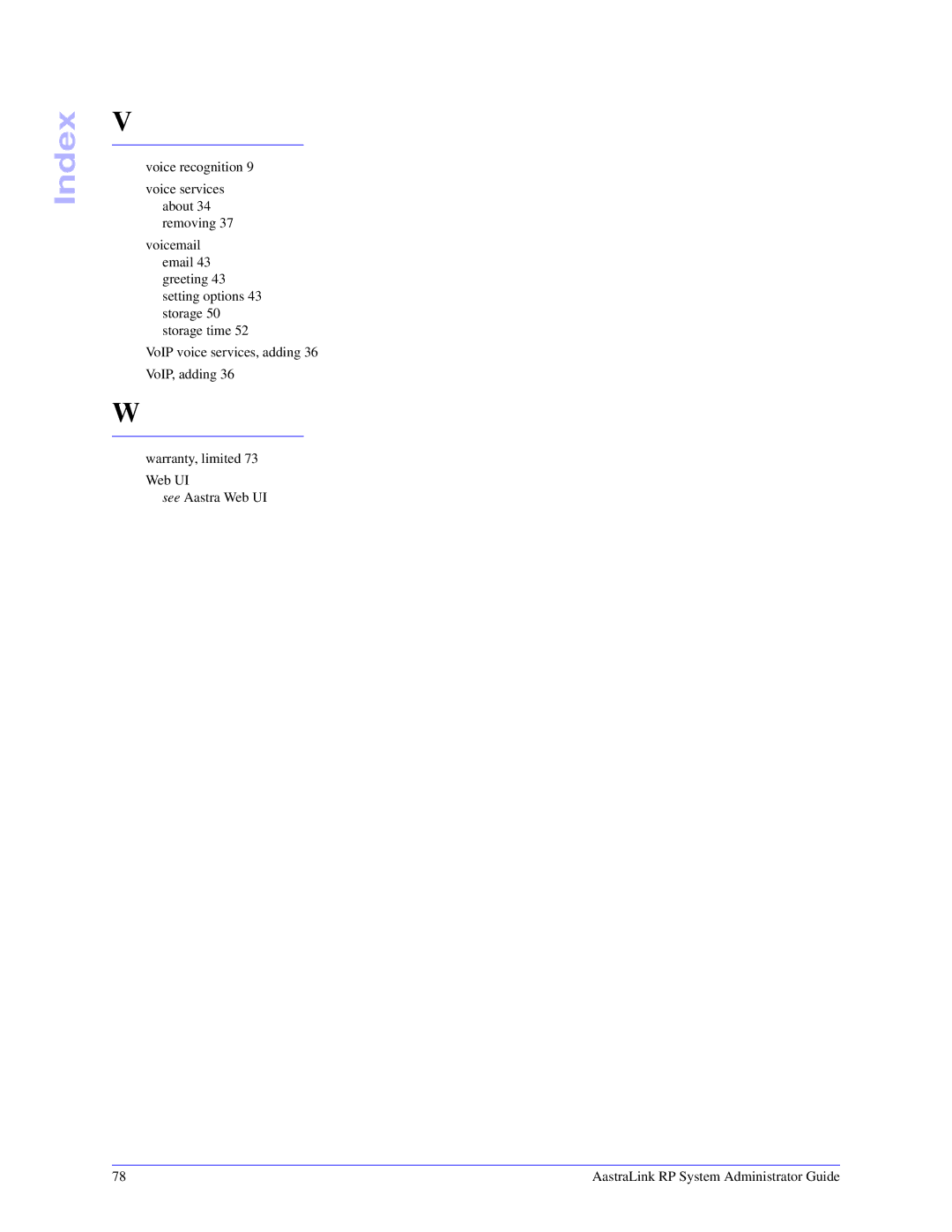 Aastra Telecom 6753i R manual Index 