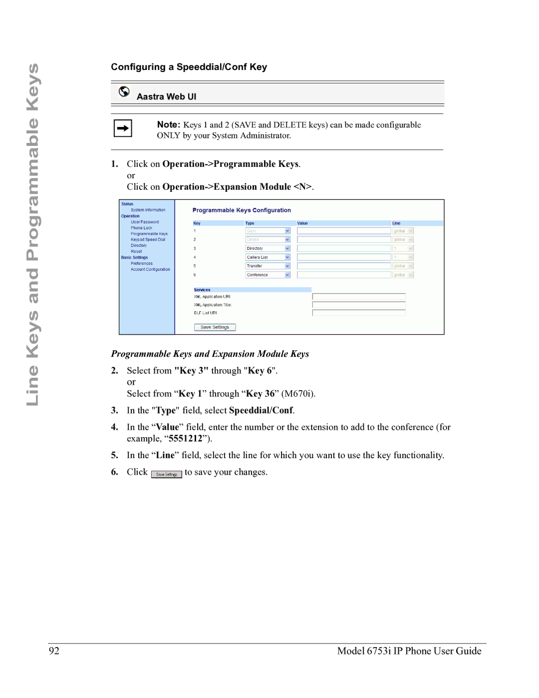 Aastra Telecom 6753I manual Configuring a Speeddial/Conf Key 