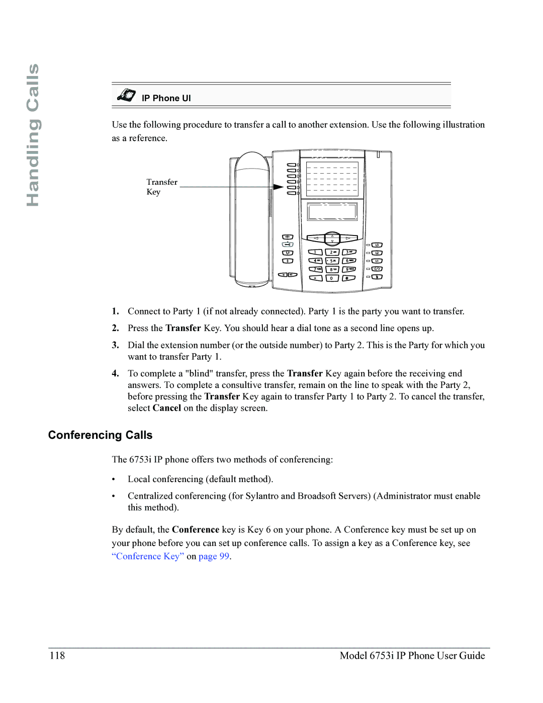 Aastra Telecom 6753I manual Conferencing Calls, Model 6753i IP Phone User Guide 