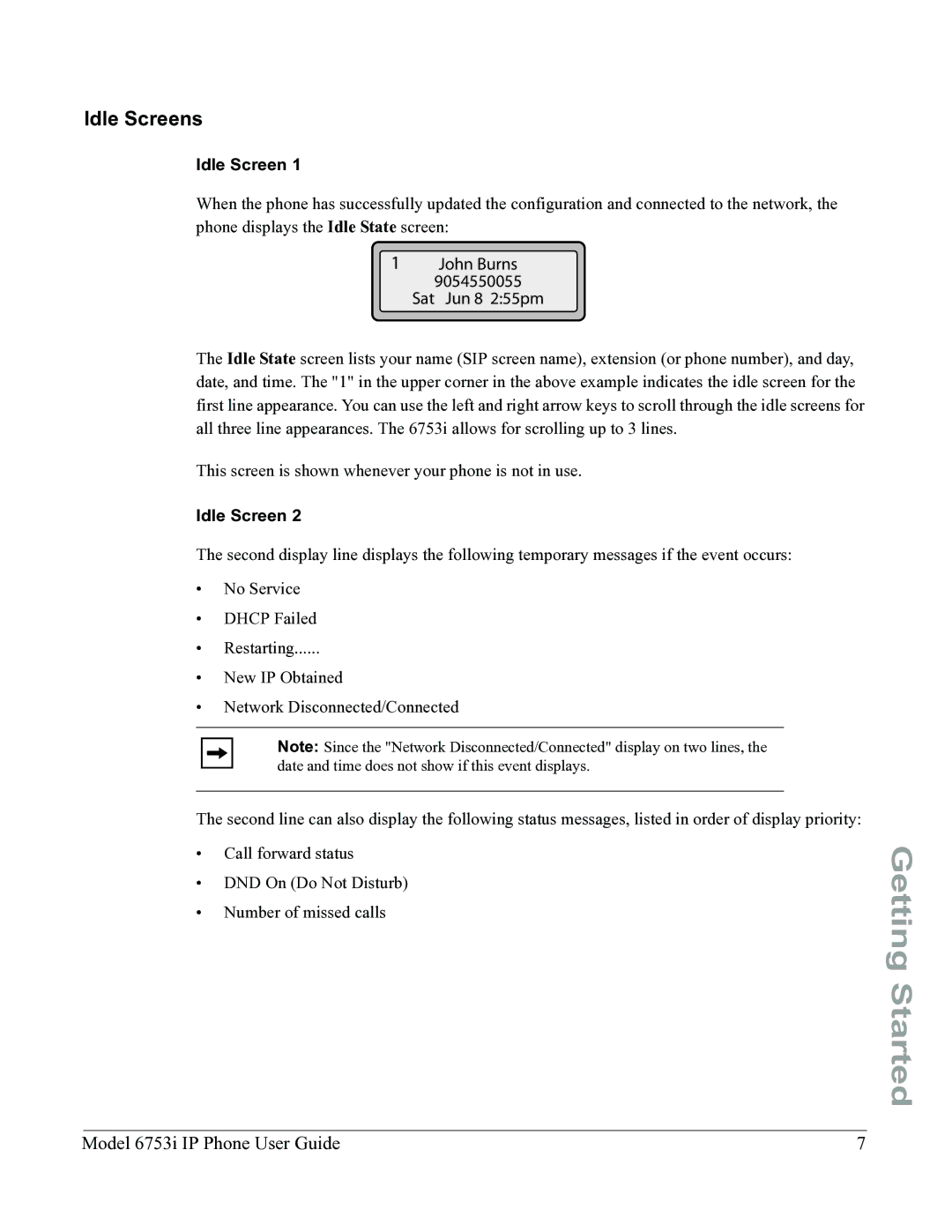 Aastra Telecom 6753I manual Idle Screens 