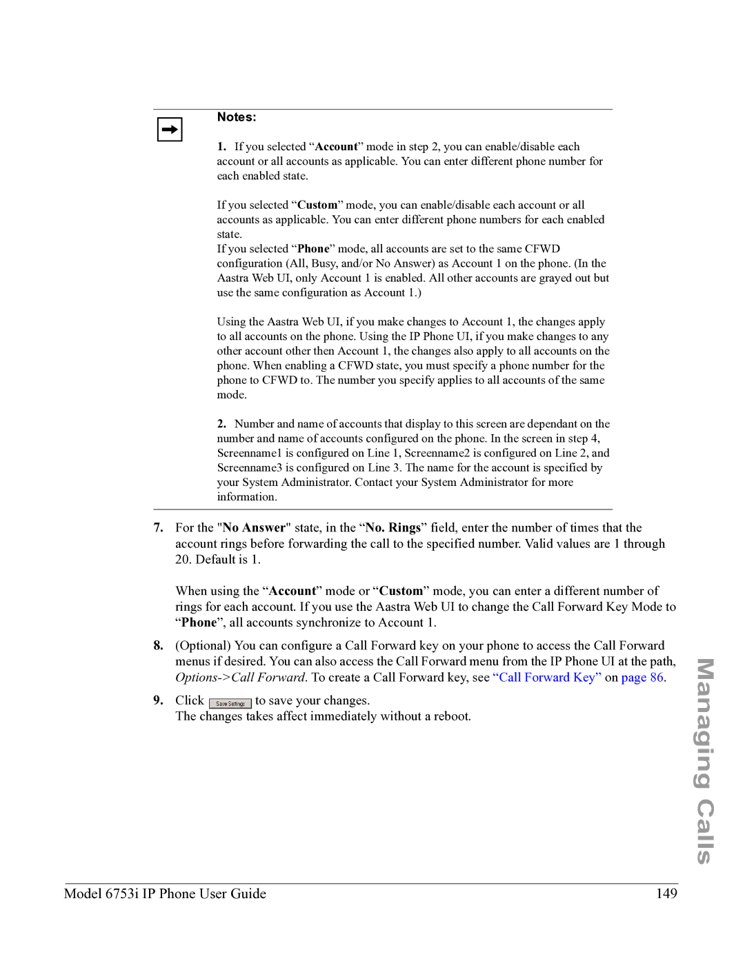 Aastra Telecom 6753I manual Model 6753i IP Phone User Guide 149 