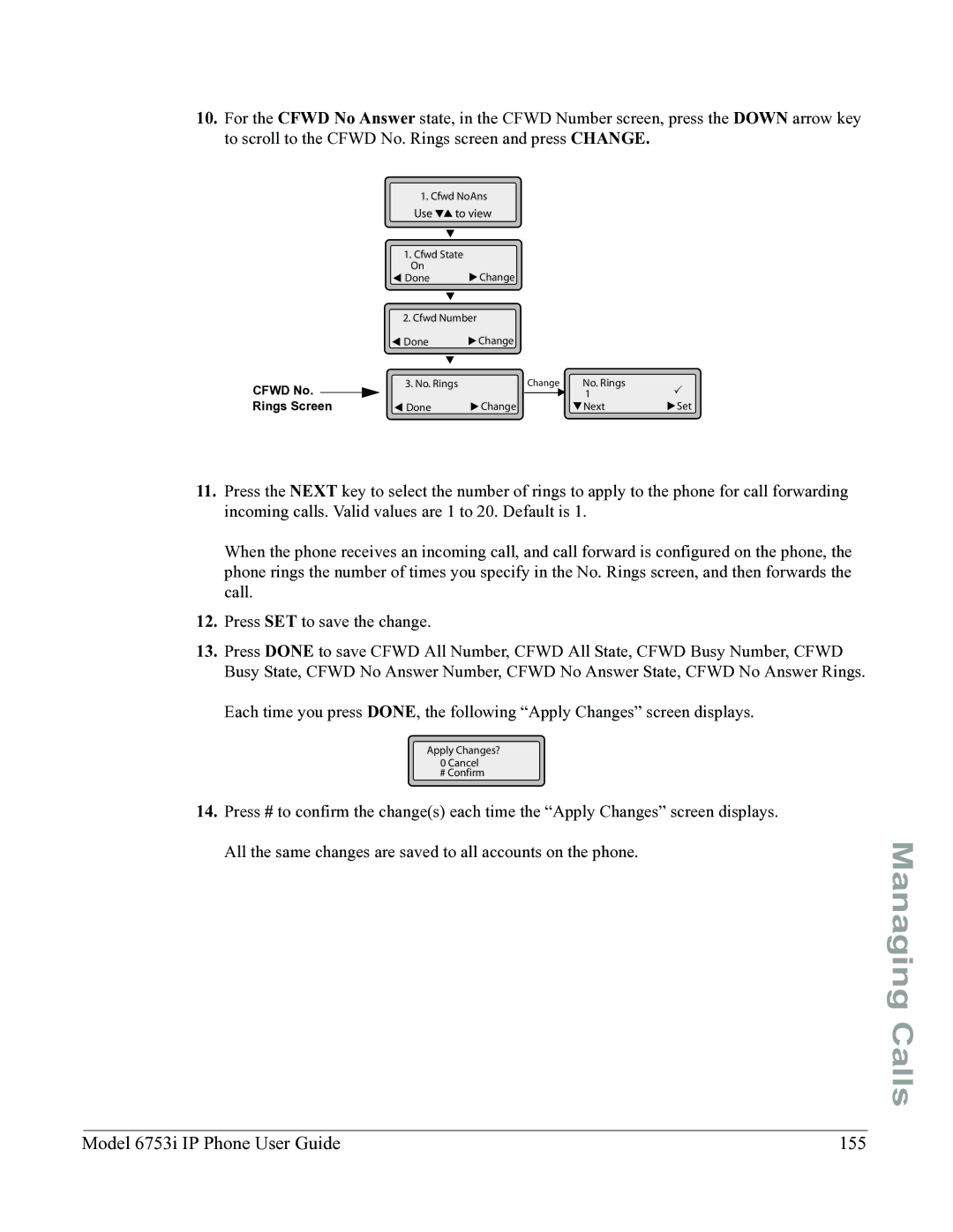 Aastra Telecom 6753I manual Model 6753i IP Phone User Guide 155 