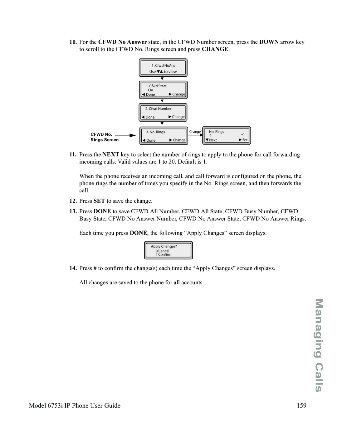 Aastra Telecom 6753I manual Model 6753i IP Phone User Guide 159 