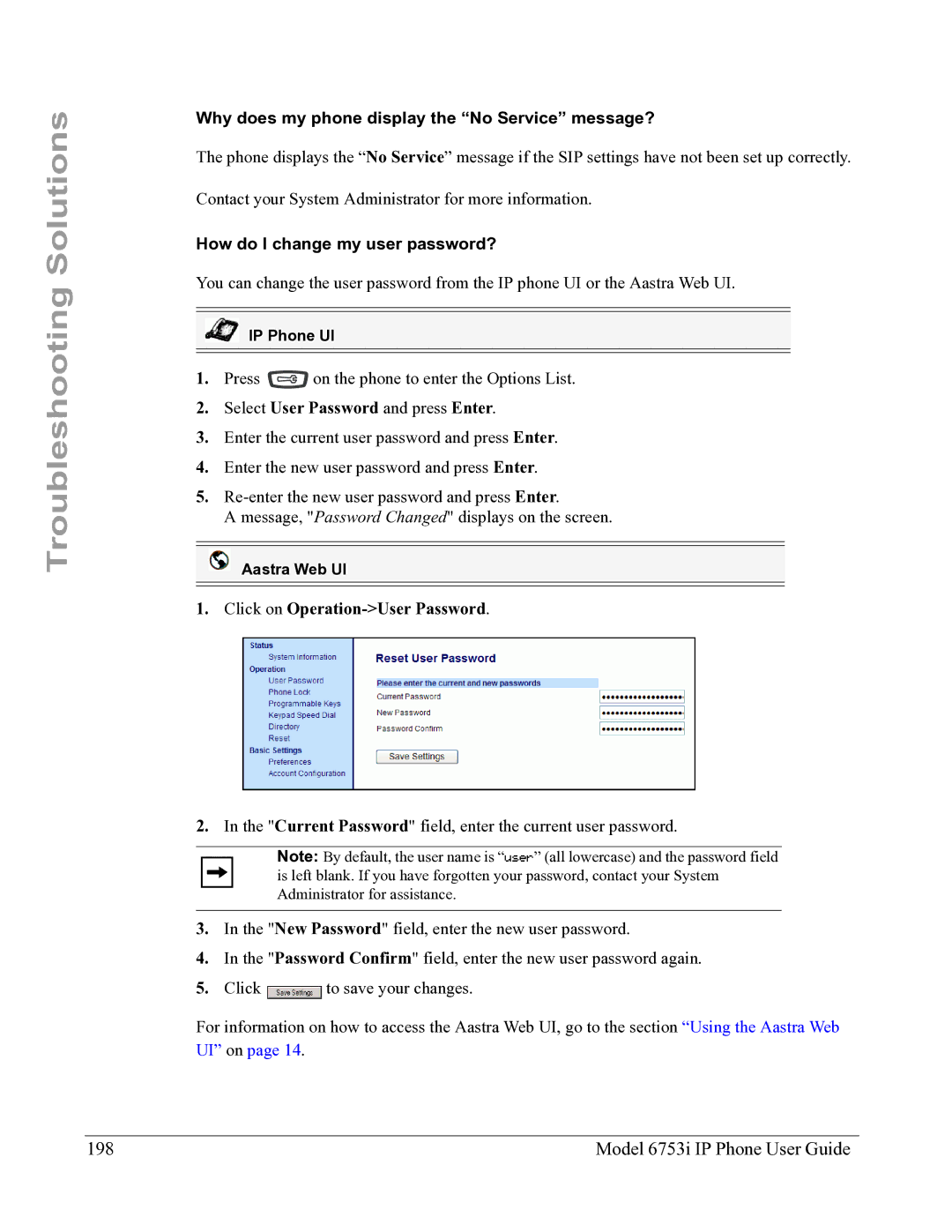 Aastra Telecom 6753I manual Model 6753i IP Phone User Guide, Why does my phone display the No Service message? 