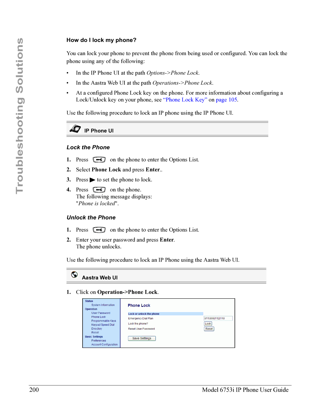 Aastra Telecom 6753I manual Model 6753i IP Phone User Guide, How do I lock my phone? 