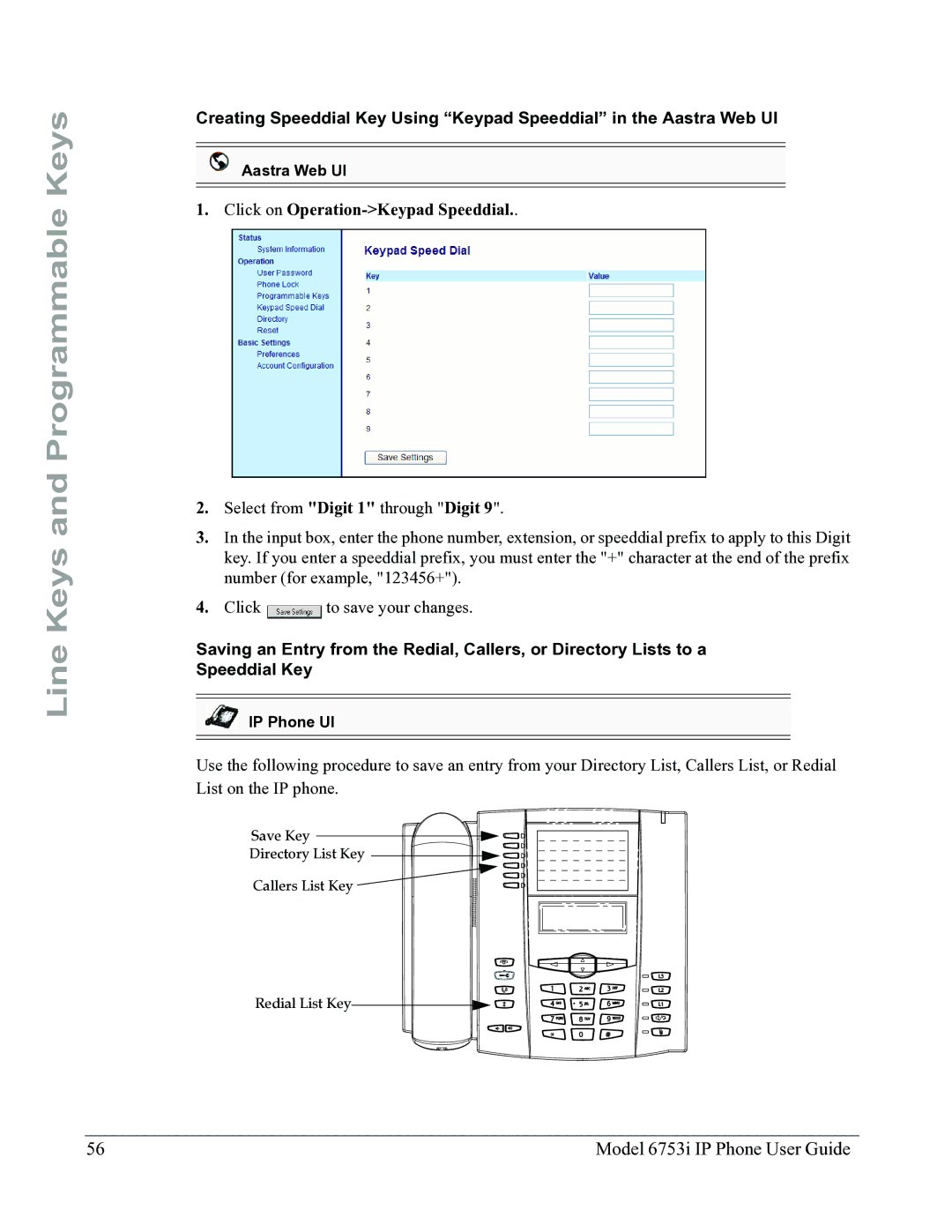 Aastra Telecom 6753I manual Click on Operation-Keypad Speeddial 