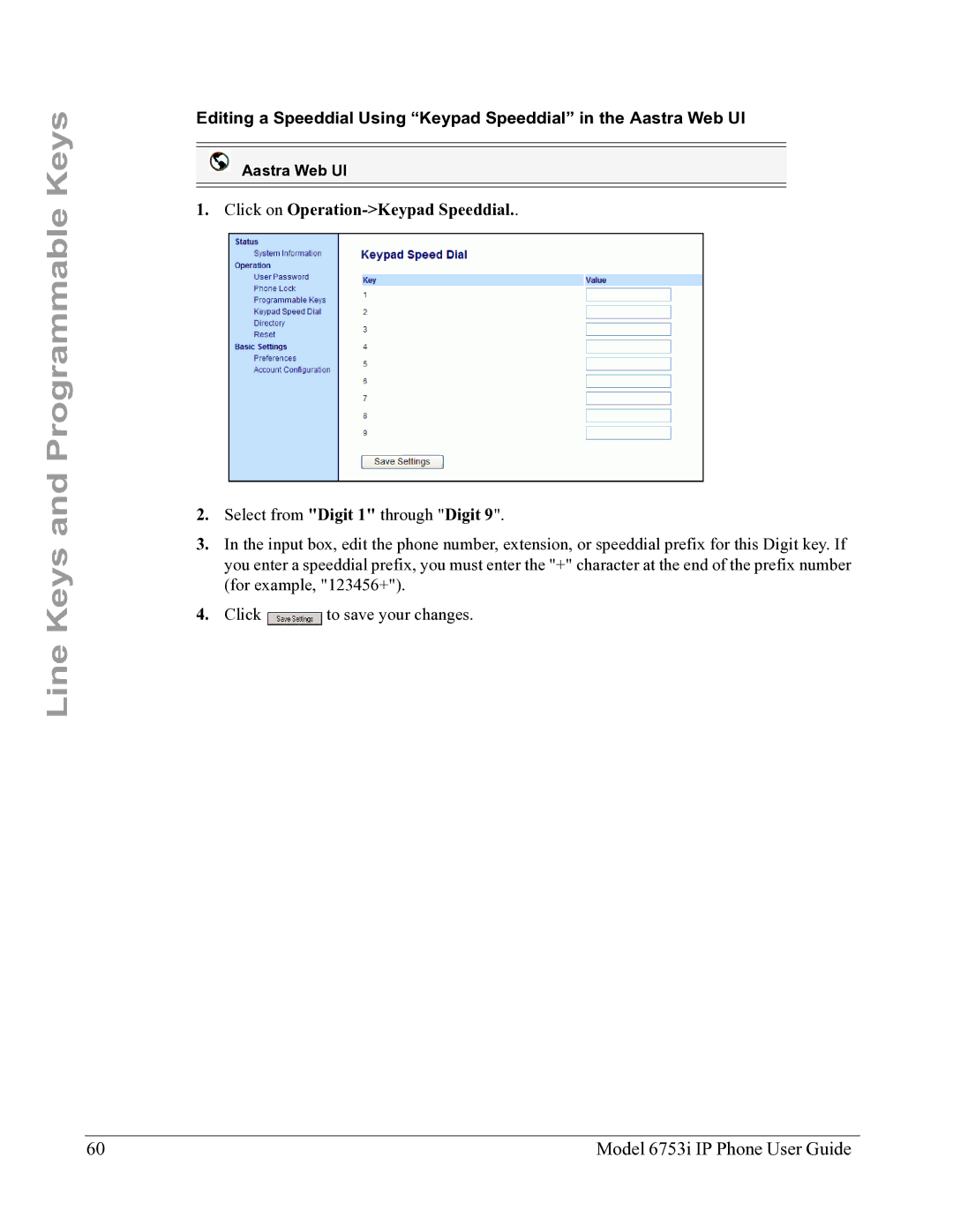 Aastra Telecom 6753I manual Click on Operation-Keypad Speeddial 