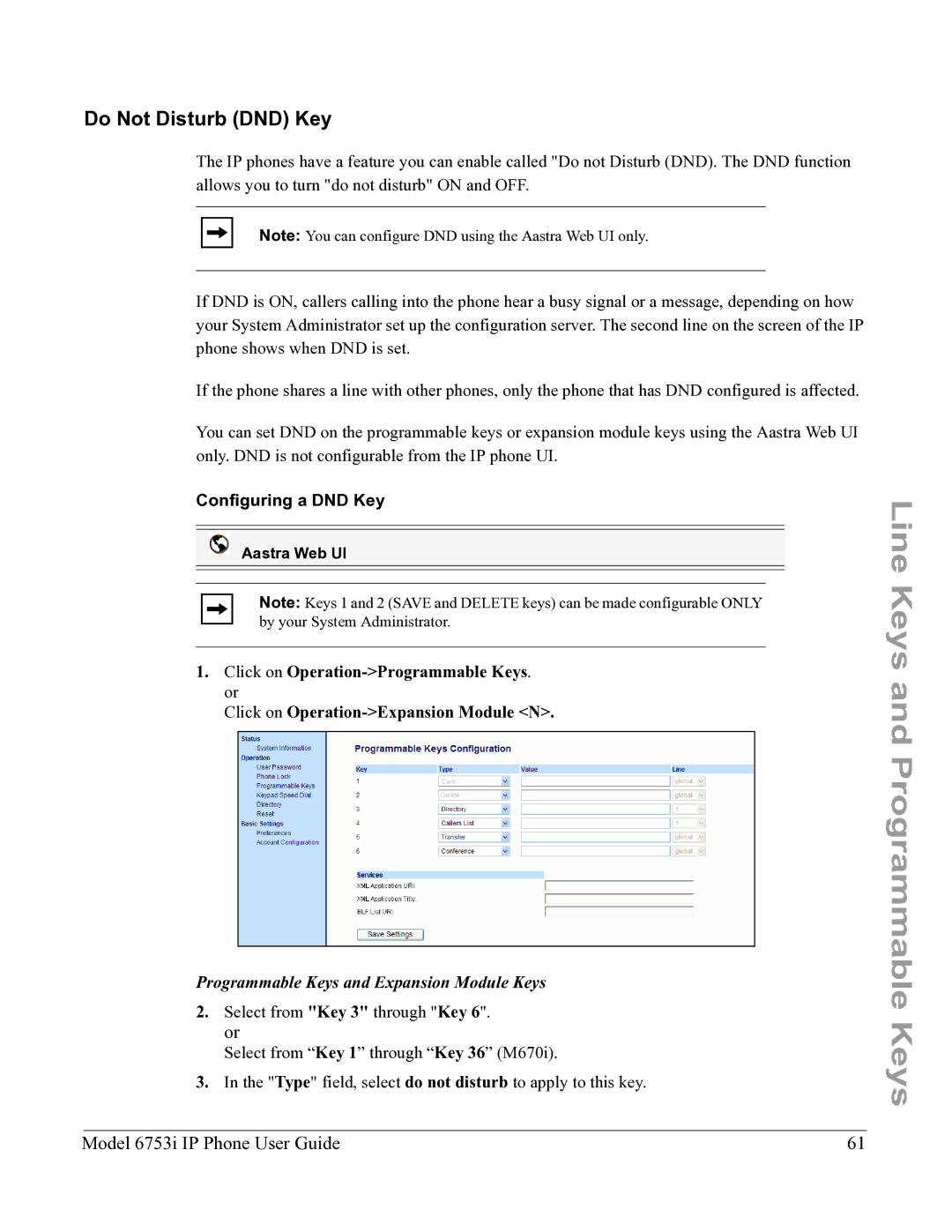 Aastra Telecom 6753I manual Do Not Disturb DND Key, Configuring a DND Key 