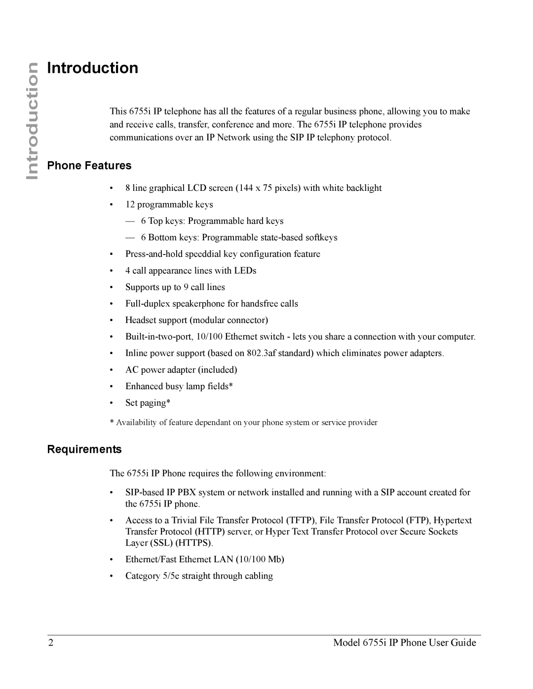 Aastra Telecom 6755i manual Introduction, Phone Features, Requirements 