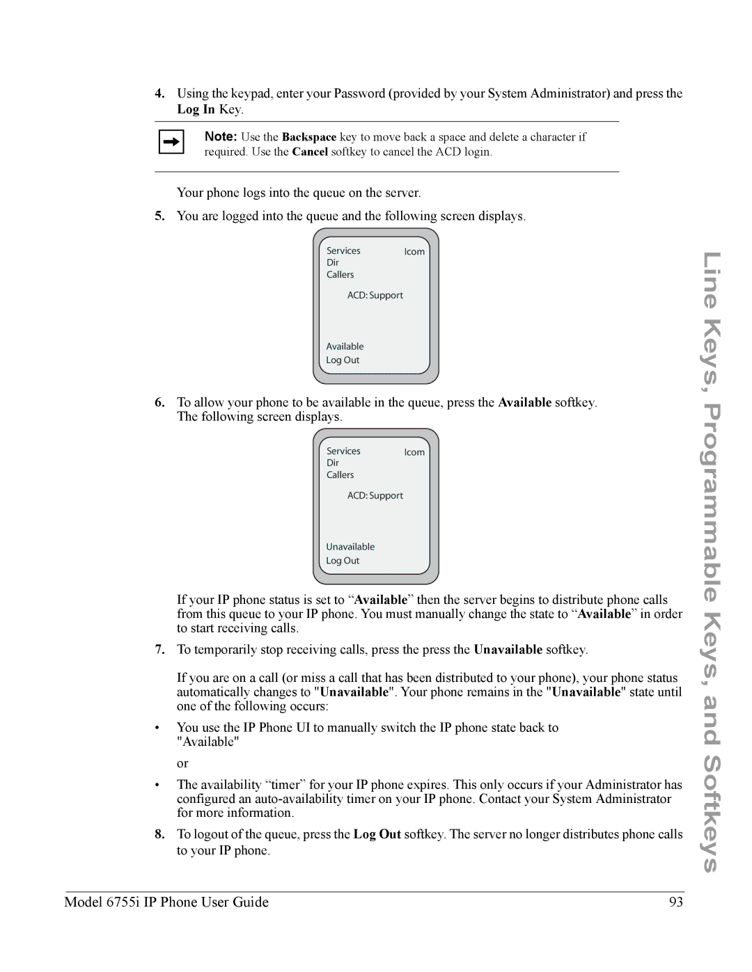 Aastra Telecom 6755i manual Available Log Out 