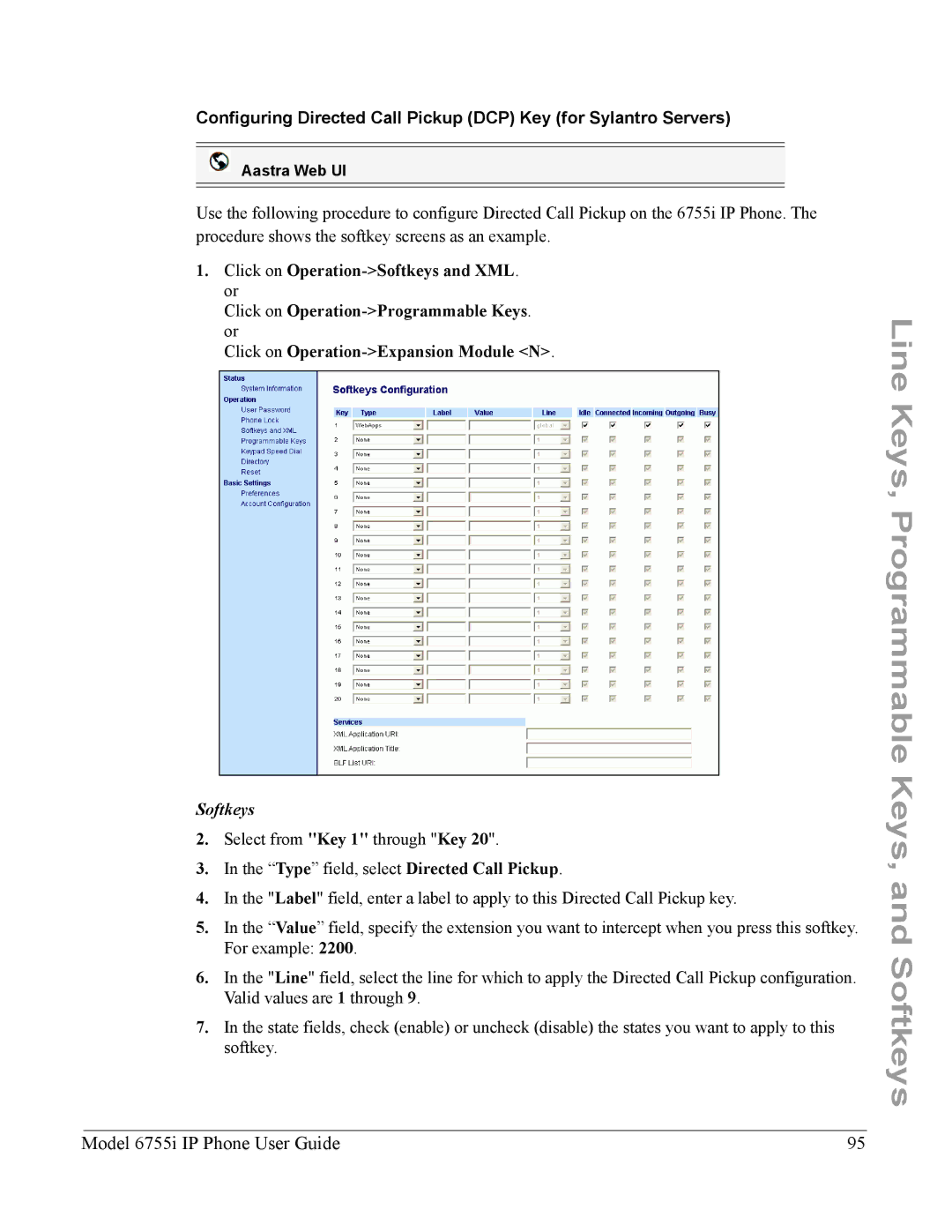 Aastra Telecom 6755i manual Softkeys 