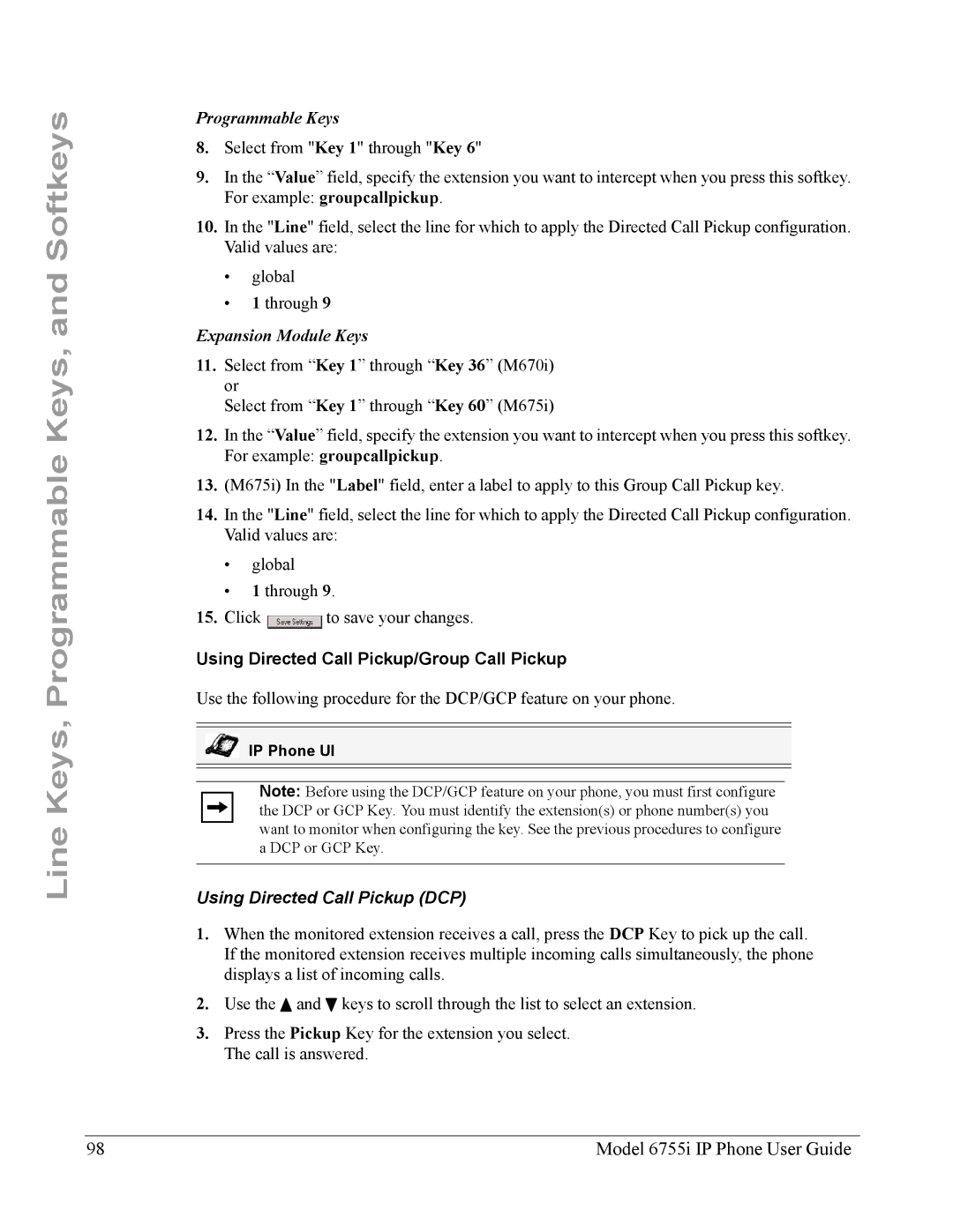 Aastra Telecom 6755i manual Using Directed Call Pickup/Group Call Pickup, Using Directed Call Pickup DCP 