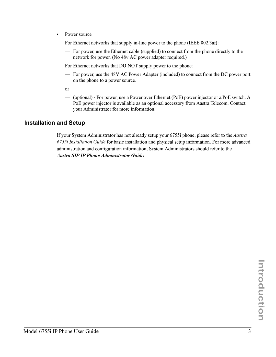 Aastra Telecom 6755i manual Installation and Setup 