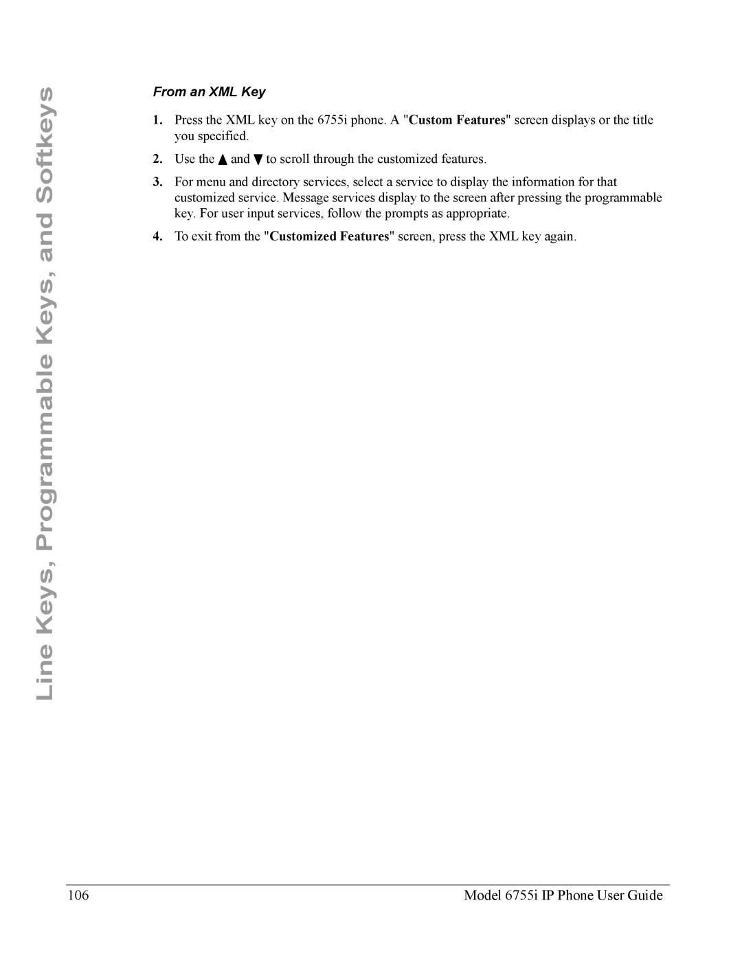 Aastra Telecom manual Model 6755i IP Phone User Guide, From an XML Key 