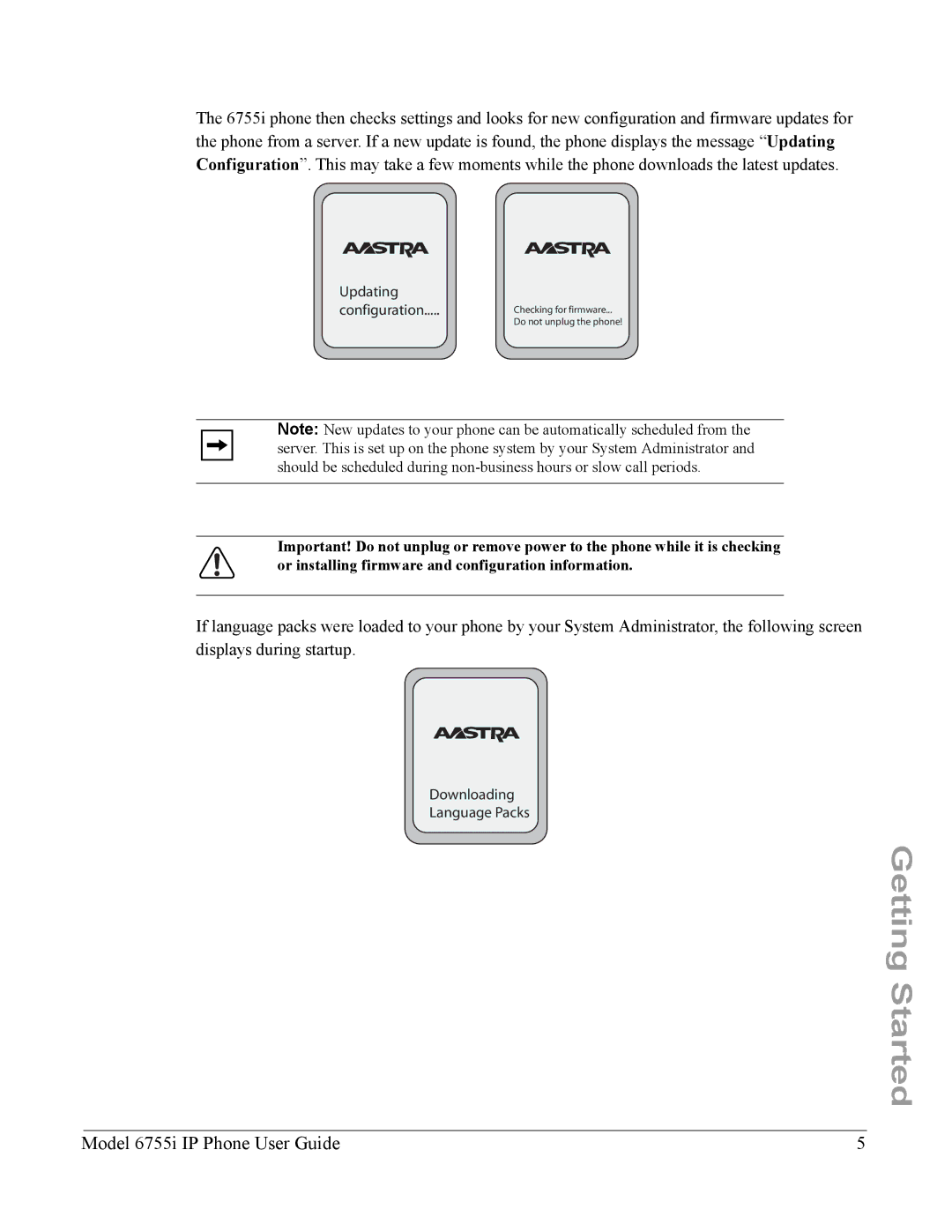 Aastra Telecom 6755i manual Updating Configuration 