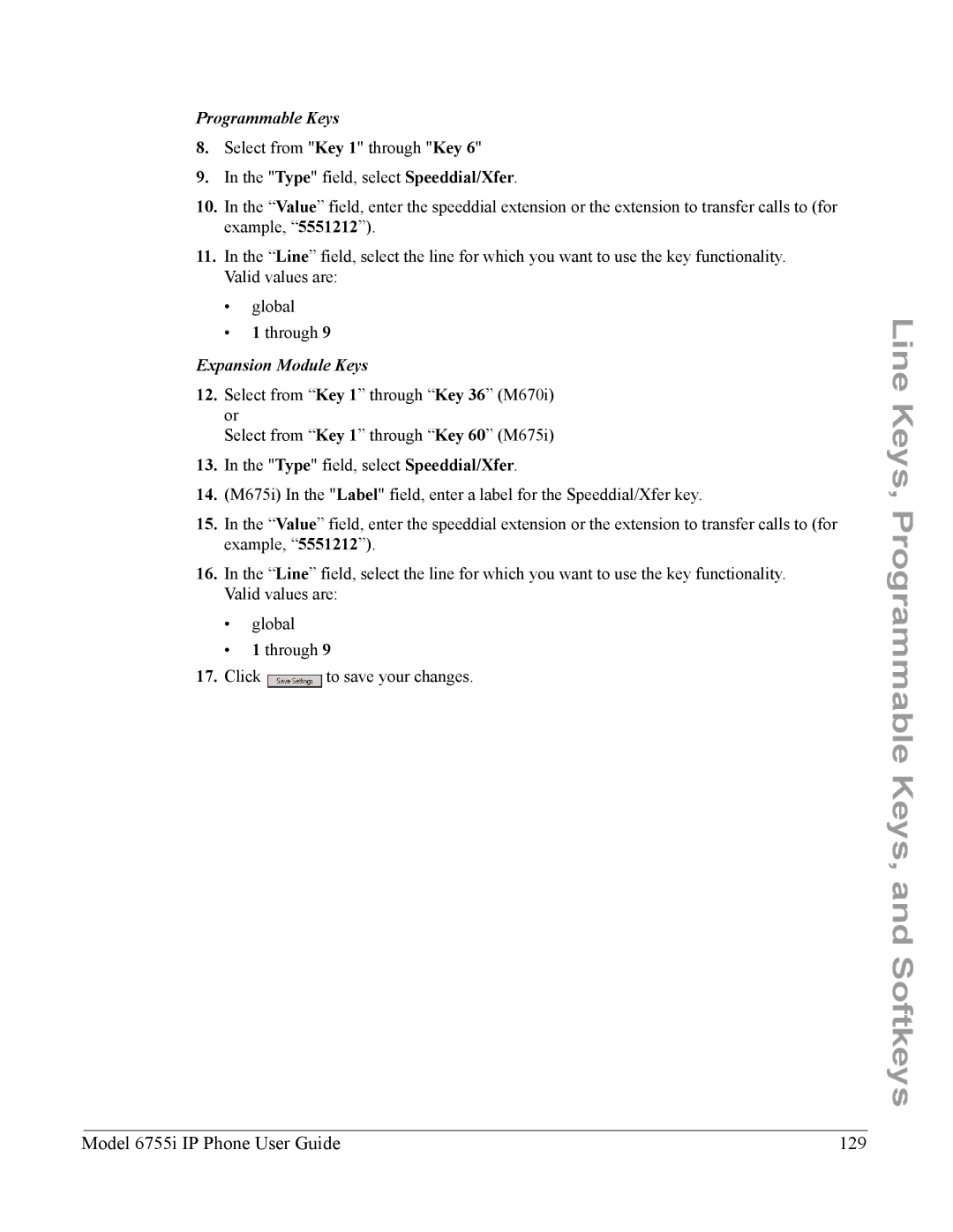 Aastra Telecom manual Model 6755i IP Phone User Guide 129 