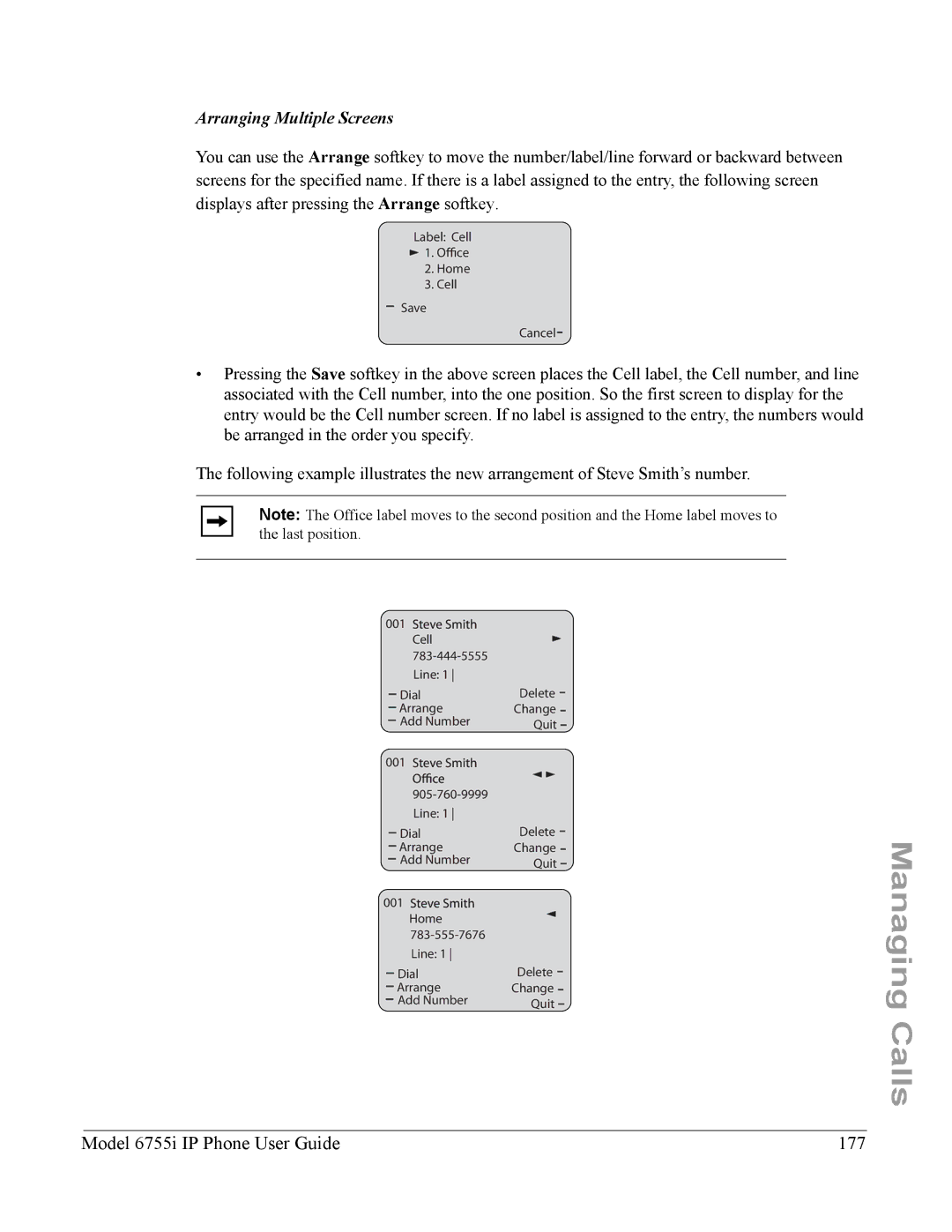 Aastra Telecom manual Model 6755i IP Phone User Guide 177, Arranging Multiple Screens 