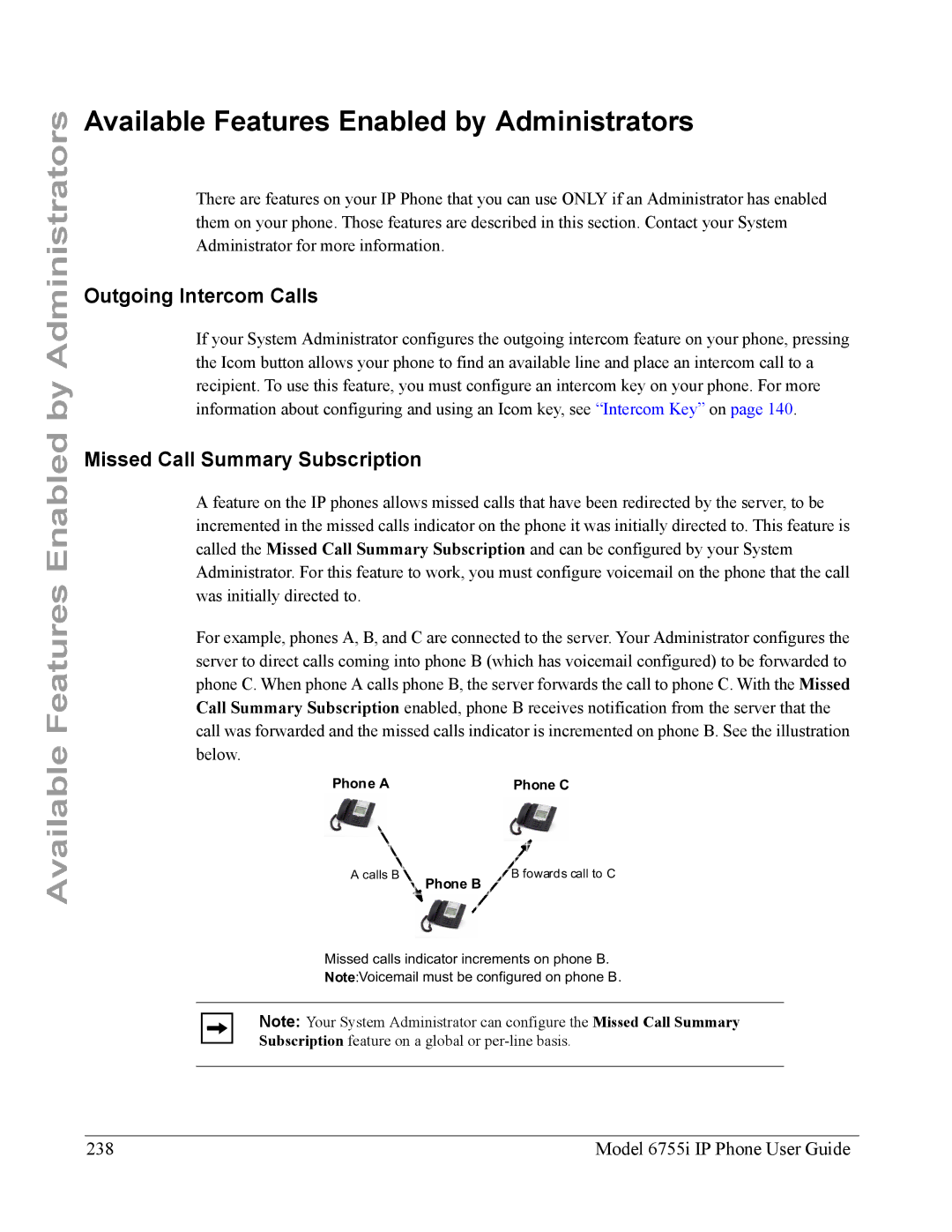 Aastra Telecom 6755i manual Available Features Enabled by Administrators, Outgoing Intercom Calls 