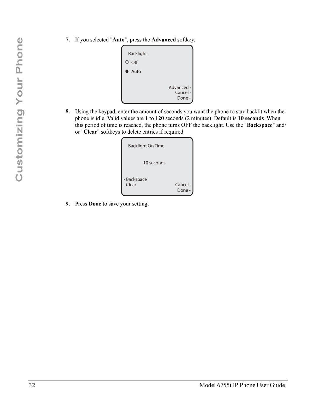 Aastra Telecom 6755i manual If you selected Auto, press the Advanced softkey 