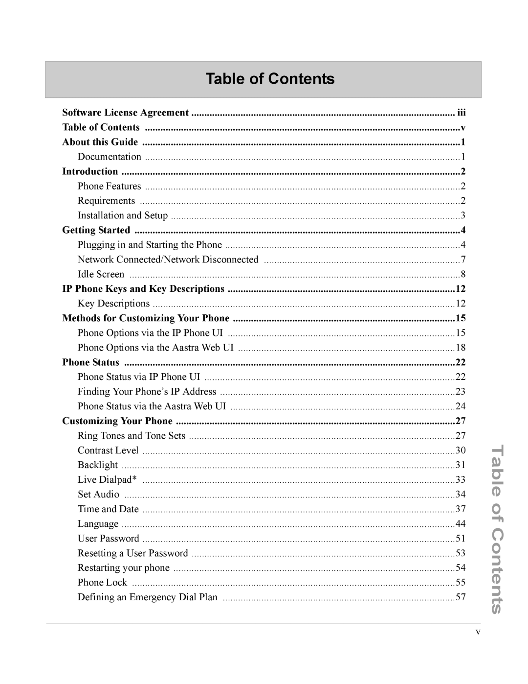 Aastra Telecom 6755i manual Table of Contents 