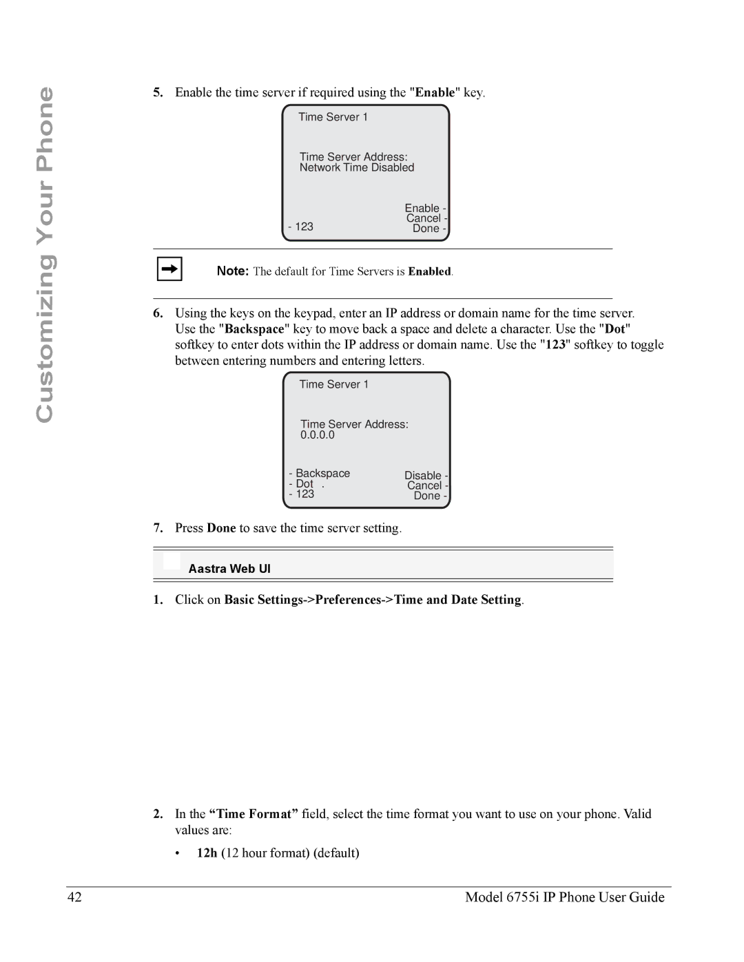 Aastra Telecom 6755i manual Click on Basic Settings-Preferences-Time and Date Setting 