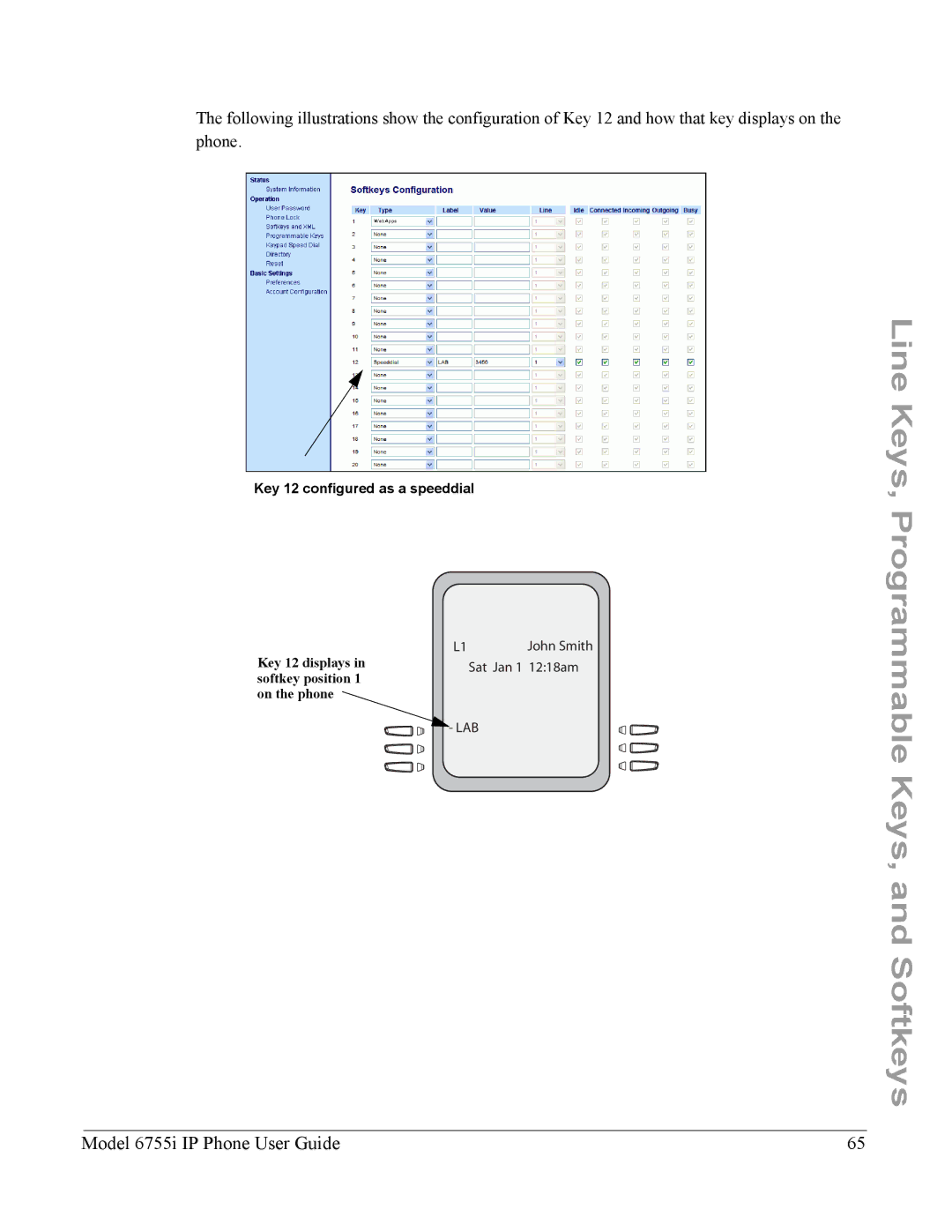 Aastra Telecom 6755i manual Key 12 configured as a speeddial, Sat Jan 1 1218am 