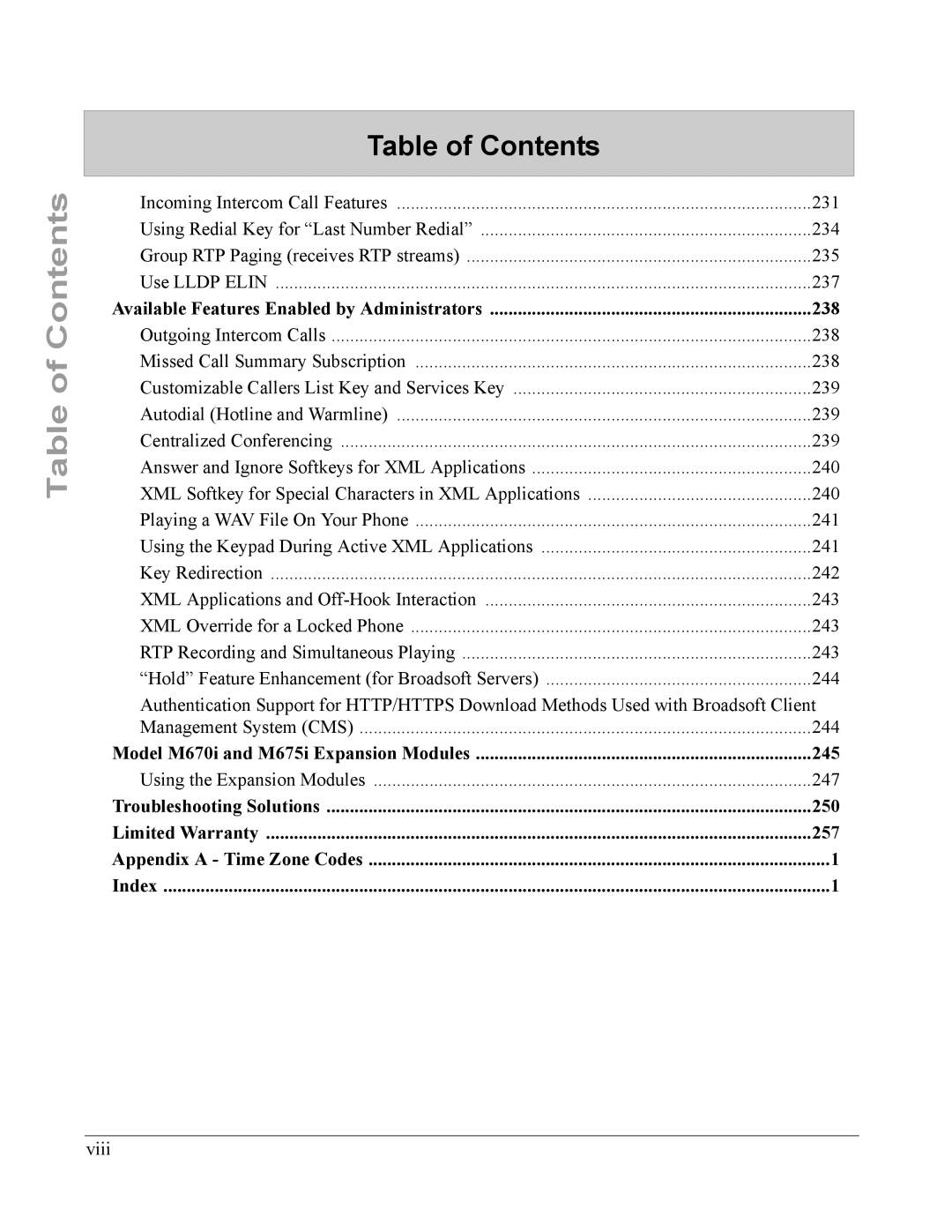 Aastra Telecom 6755i manual Using the Expansion Modules 247, Viii 