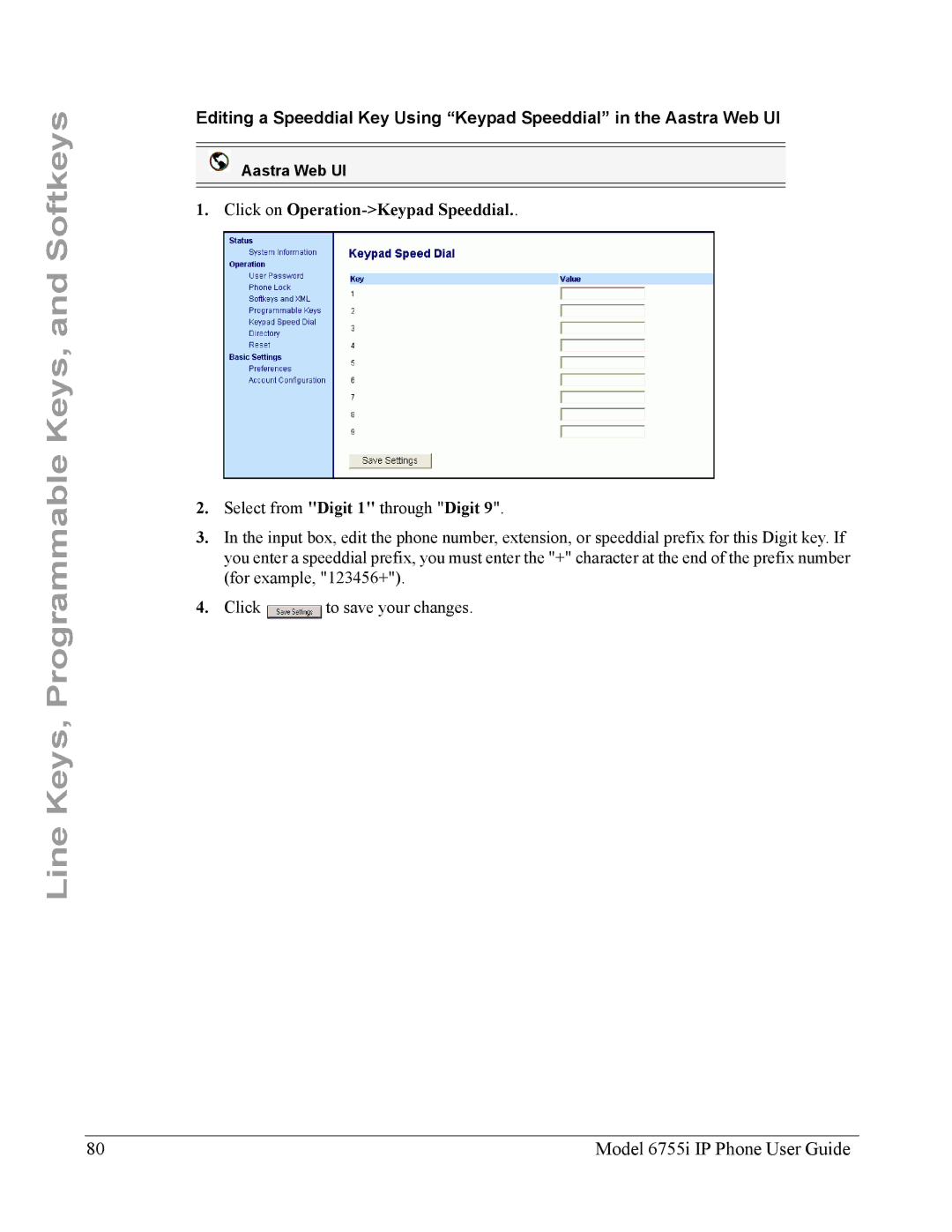 Aastra Telecom 6755i manual Click on Operation-Keypad Speeddial 