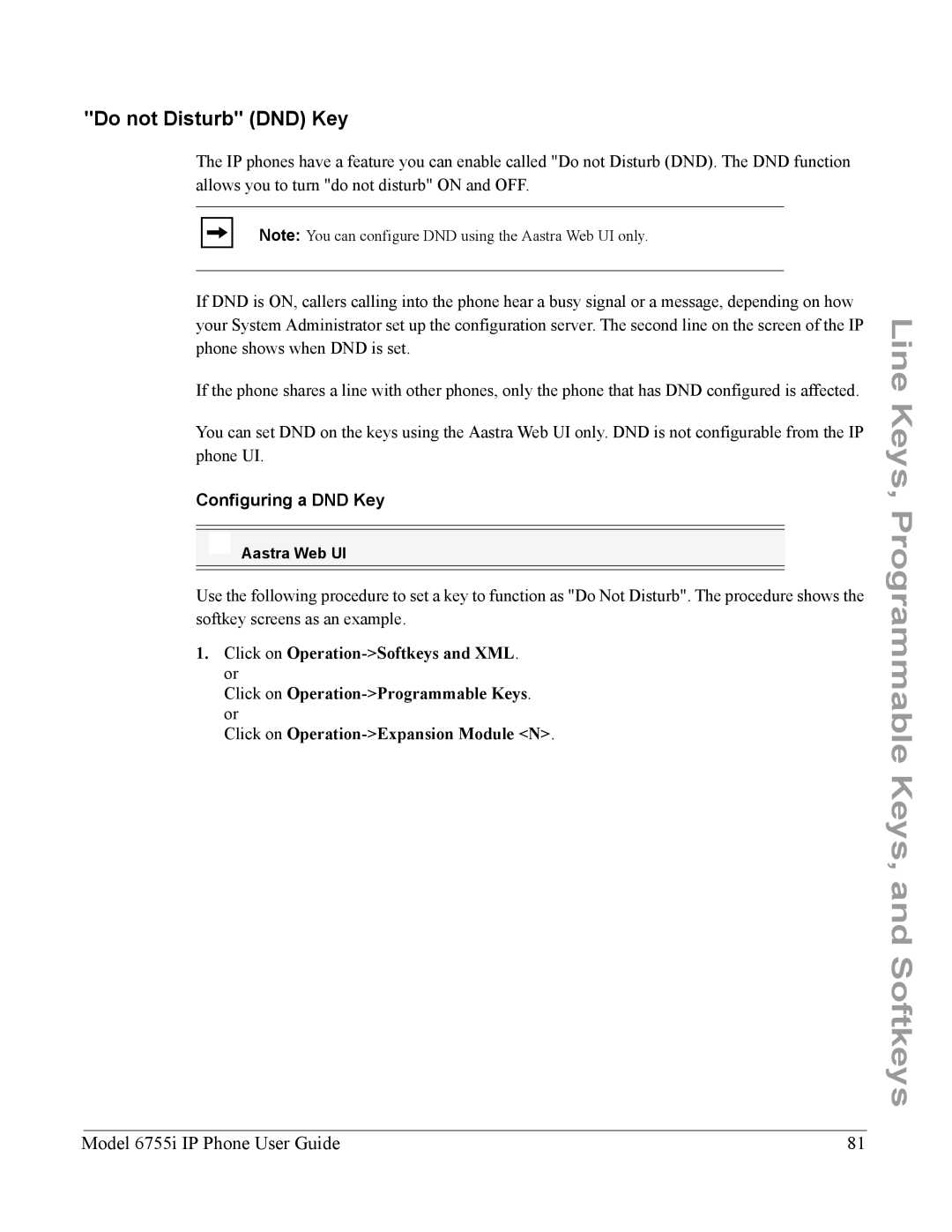 Aastra Telecom 6755i manual Do not Disturb DND Key, Configuring a DND Key 