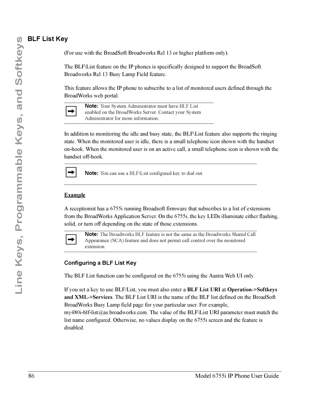 Aastra Telecom 6755i manual Configuring a BLF List Key 