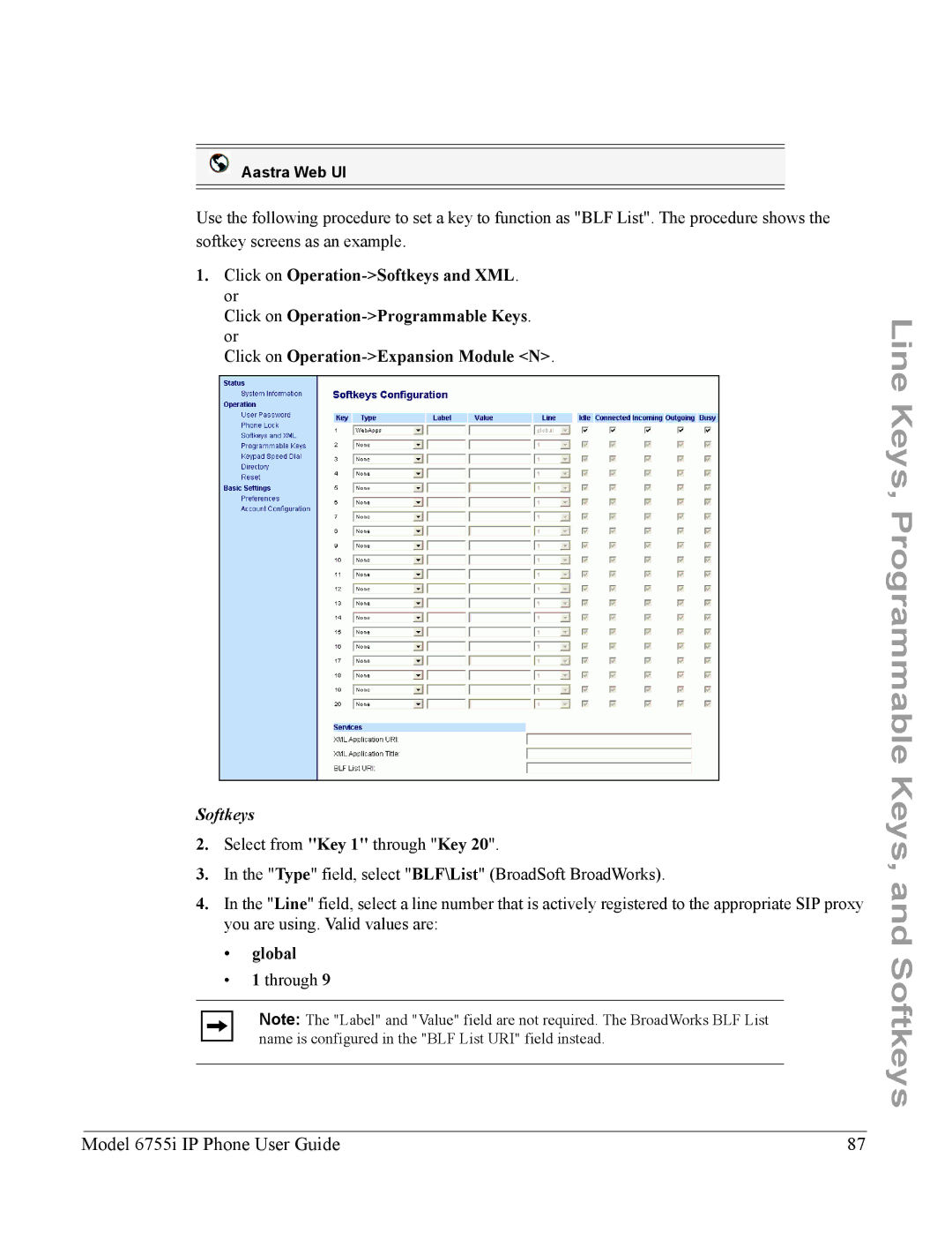 Aastra Telecom 6755i manual Softkeys 