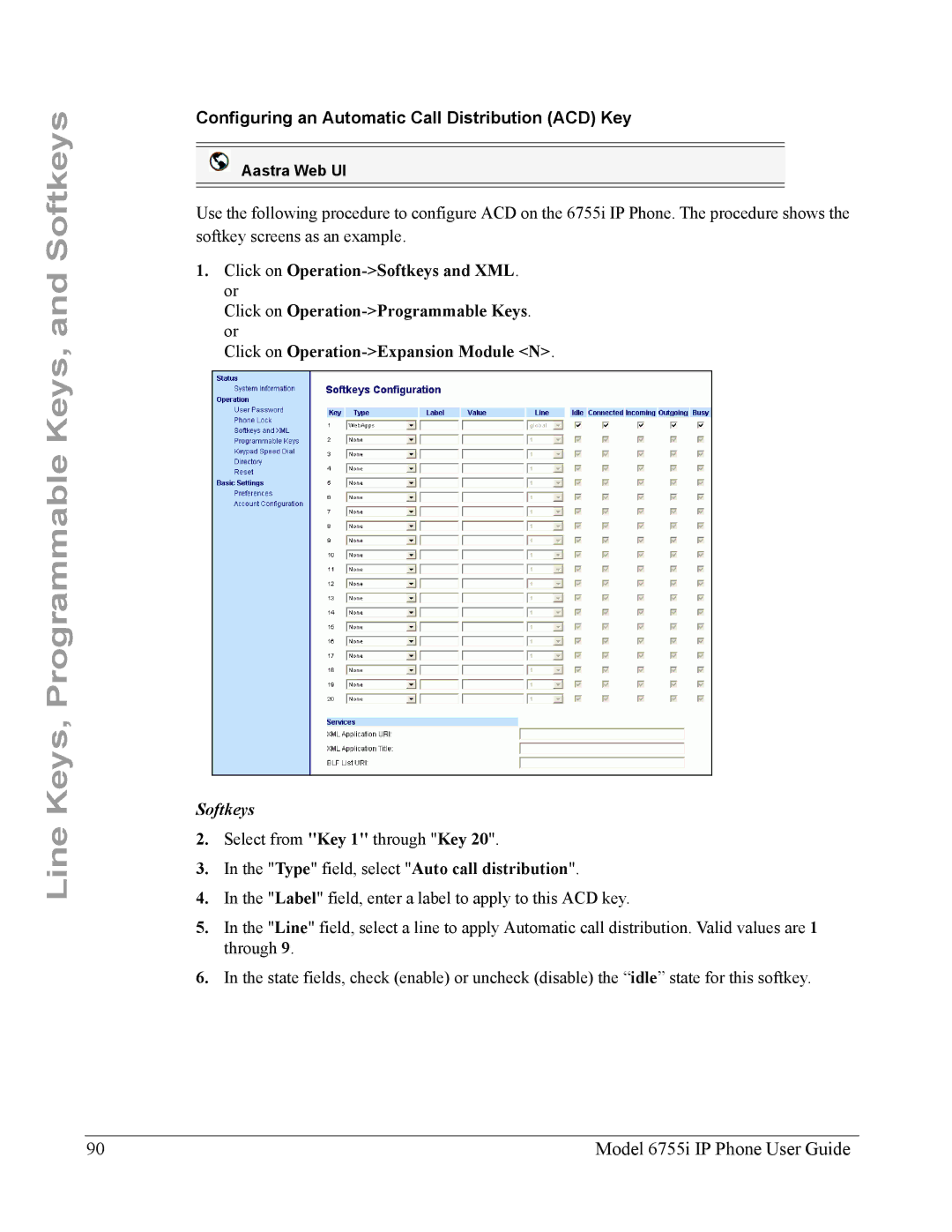 Aastra Telecom 6755i manual Configuring an Automatic Call Distribution ACD Key 