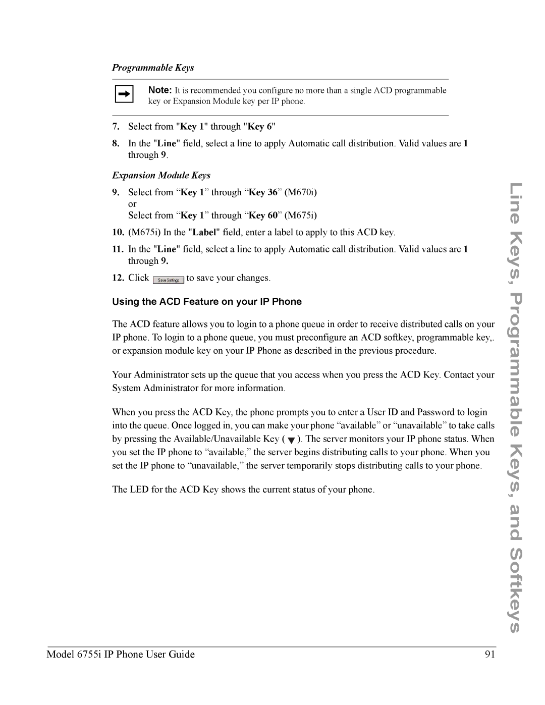 Aastra Telecom 6755i manual Using the ACD Feature on your IP Phone 