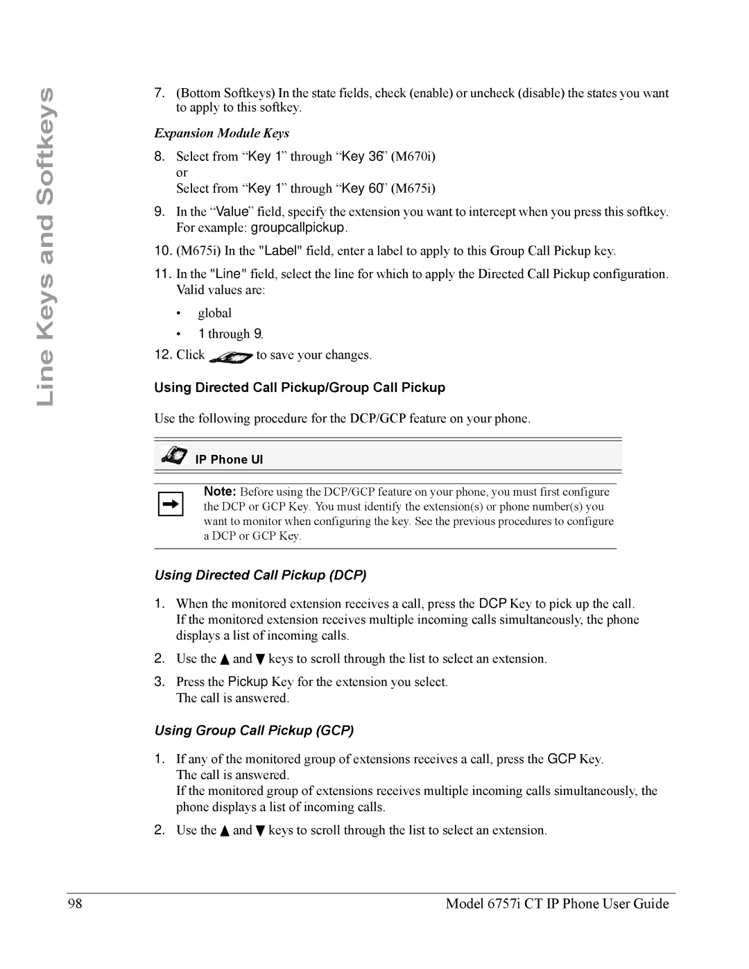 Aastra Telecom 6757I CT manual Using Directed Call Pickup/Group Call Pickup, Using Directed Call Pickup DCP 