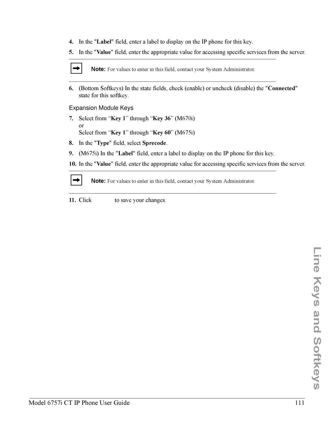 Aastra Telecom 6757I CT manual Model 6757i CT IP Phone User Guide 111 