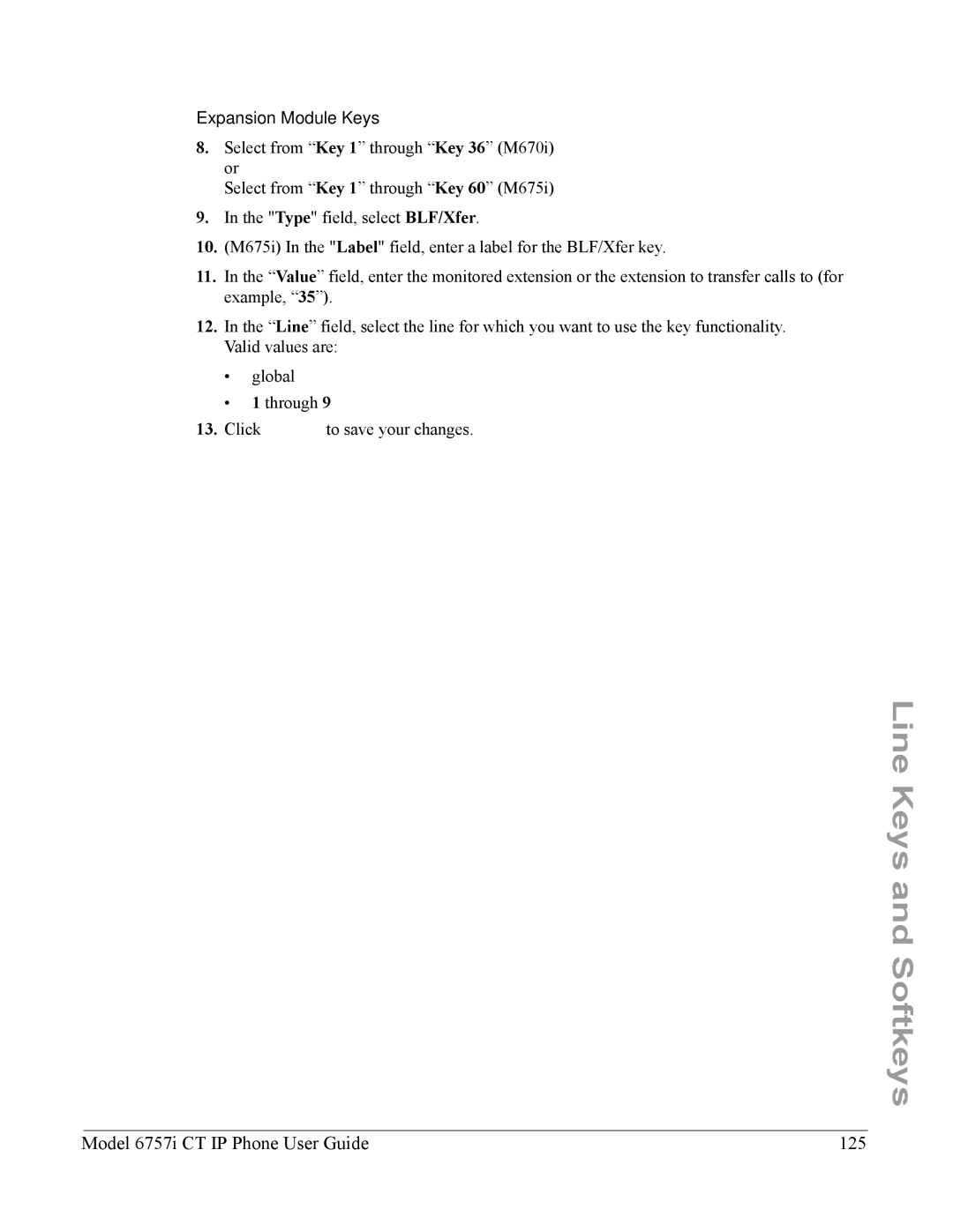 Aastra Telecom 6757I CT manual Model 6757i CT IP Phone User Guide 125 