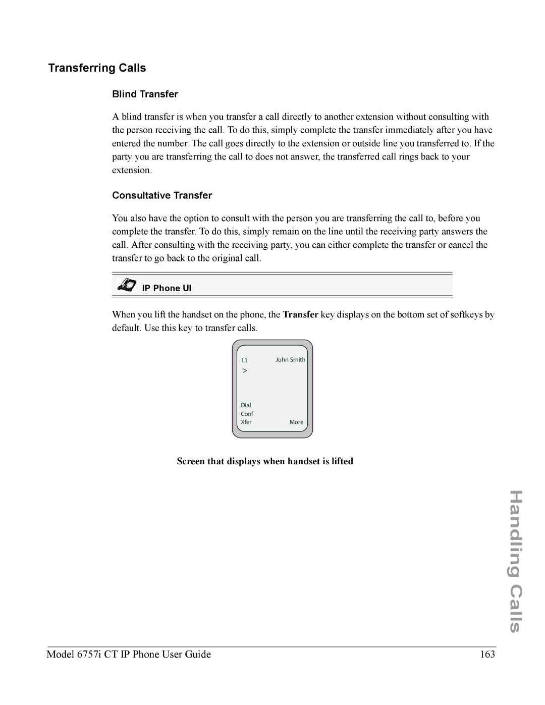 Aastra Telecom 6757I CT Transferring Calls, Model 6757i CT IP Phone User Guide 163, Blind Transfer, Consultative Transfer 