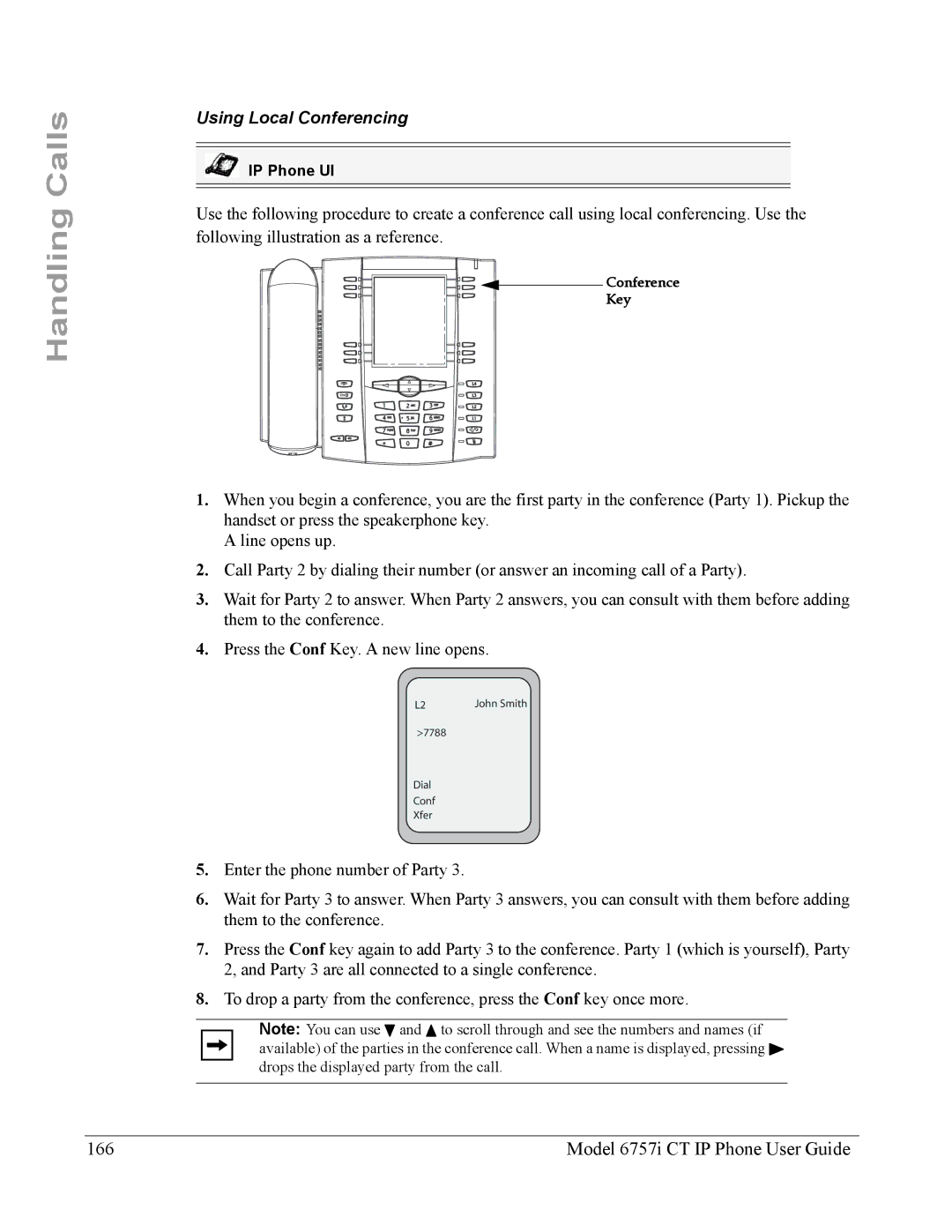 Aastra Telecom 6757I CT manual Model 6757i CT IP Phone User Guide, Using Local Conferencing, Conference Key 