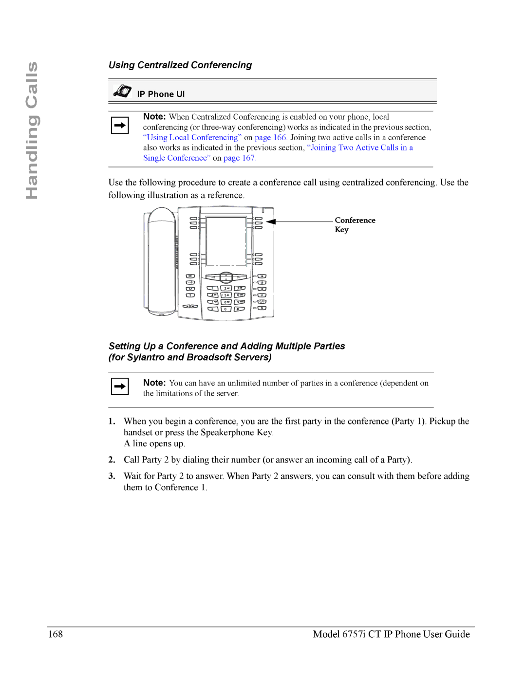 Aastra Telecom 6757I CT manual Model 6757i CT IP Phone User Guide, Using Centralized Conferencing 