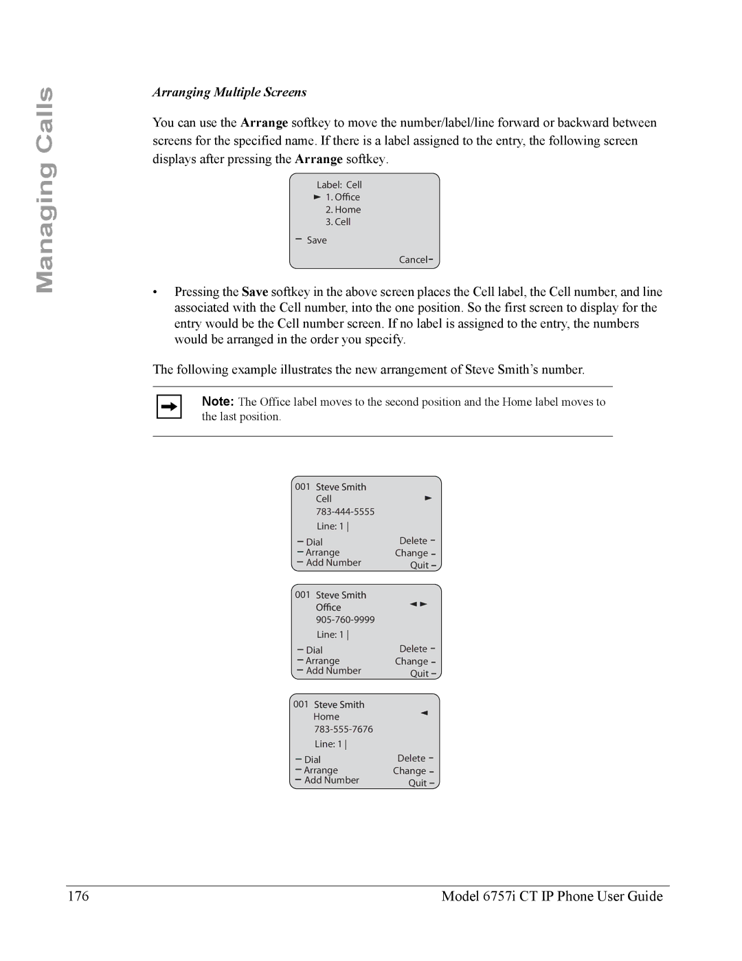 Aastra Telecom 6757I CT manual Model 6757i CT IP Phone User Guide, Arranging Multiple Screens 