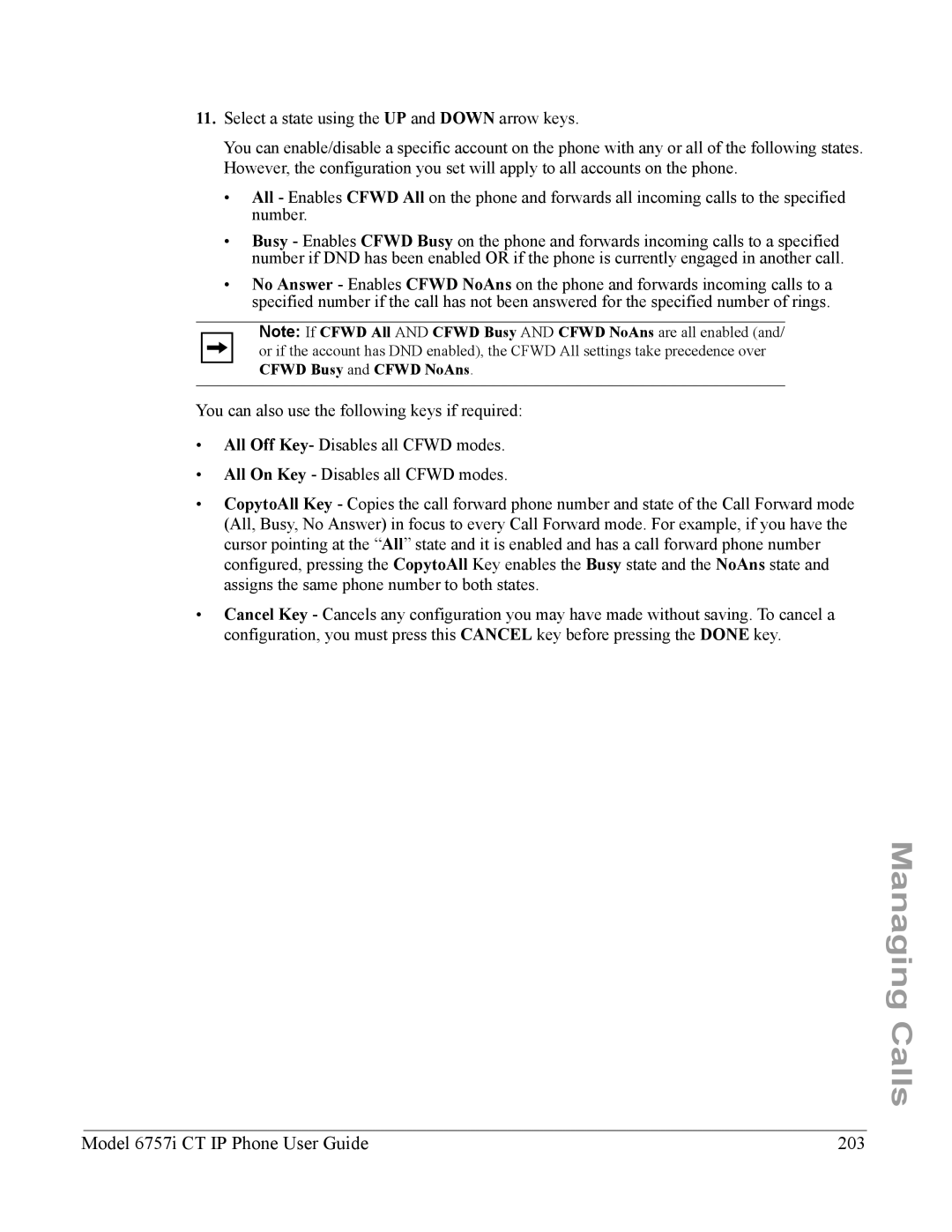 Aastra Telecom 6757I CT manual Model 6757i CT IP Phone User Guide 203 