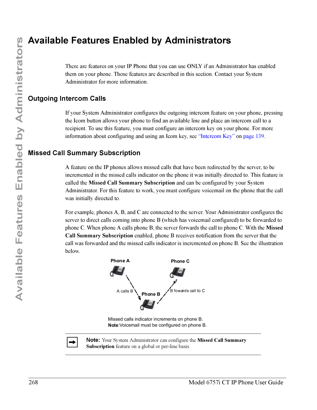 Aastra Telecom 6757I CT manual Available Features Enabled by Administrators, Outgoing Intercom Calls 